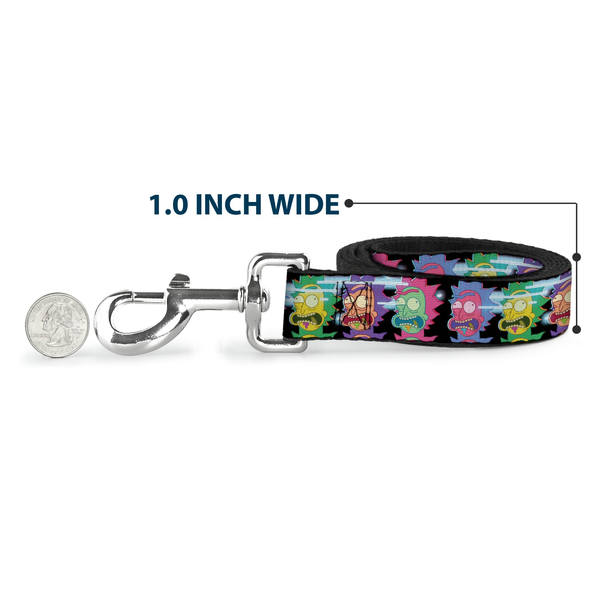 Dog Leash - Rick Sanchez Screaming Face Black/Multi Color Dog Leashes Rick and Morty