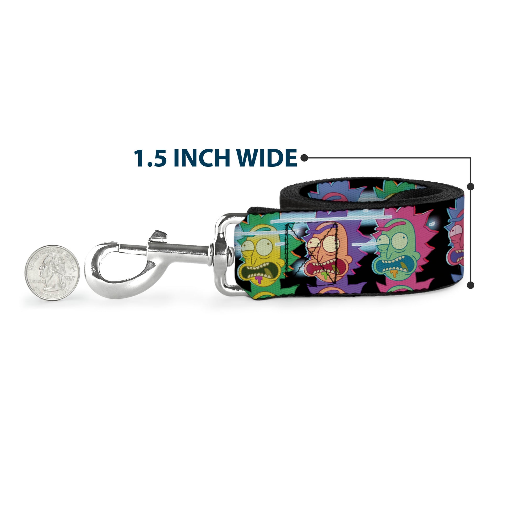 Dog Leash - Rick Sanchez Screaming Face Black/Multi Color Dog Leashes Rick and Morty
