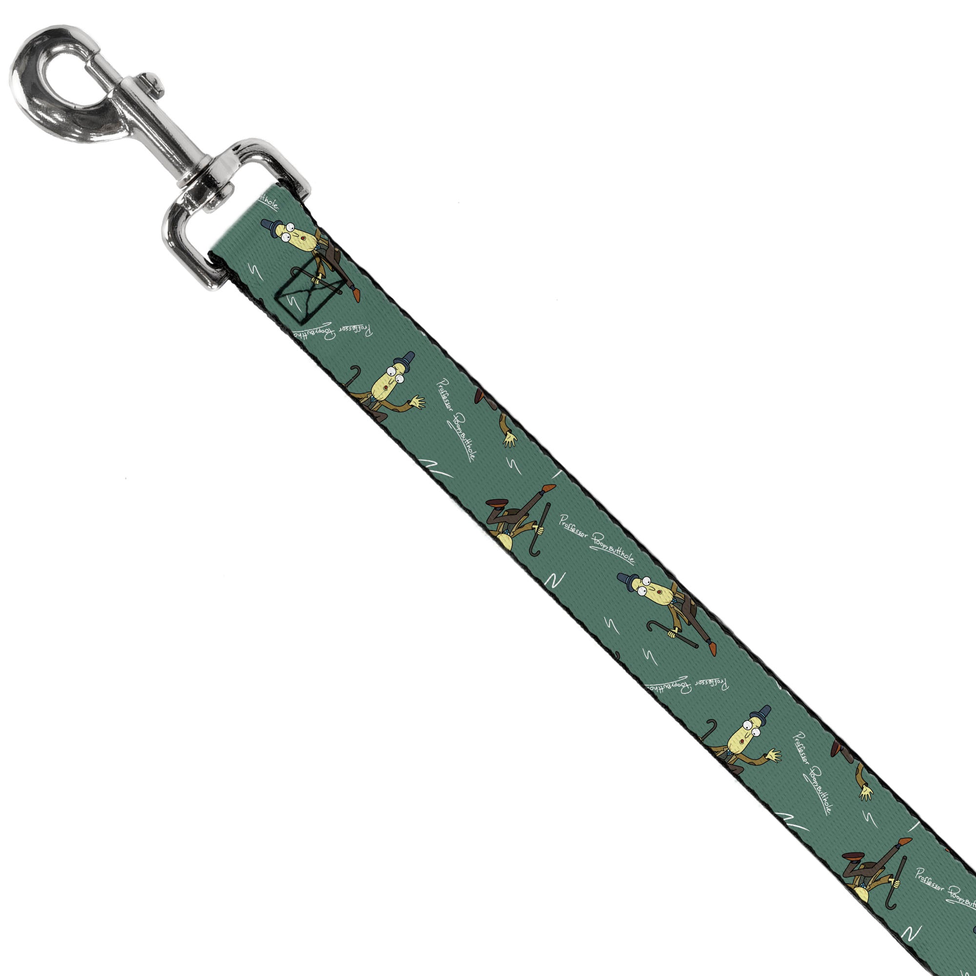 Dog Leash - Rick and Morty PROFESSOR POPPYBUTTHOLE Pose and Signature Chalk Board Green Dog Leashes Rick and Morty