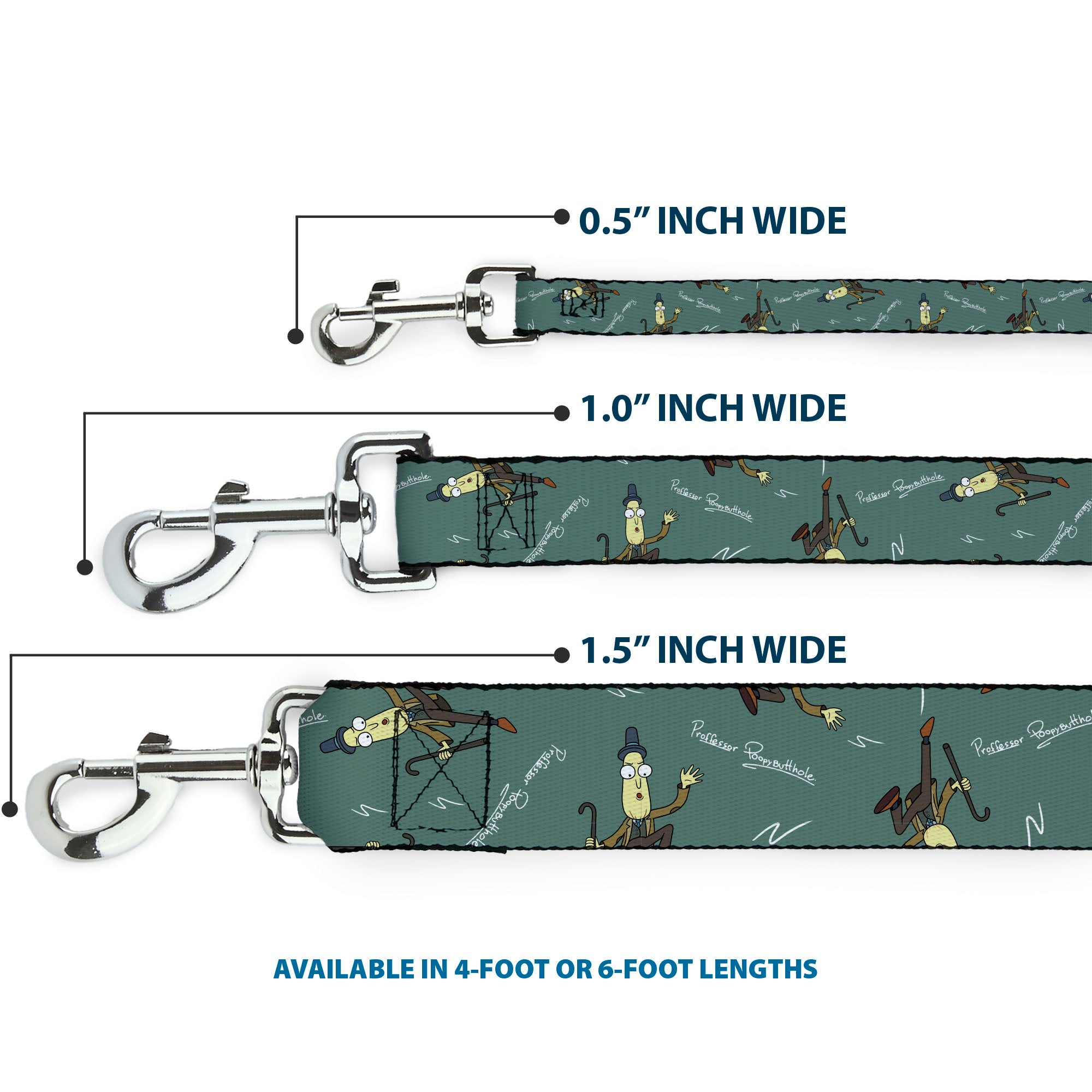 Dog Leash - Rick and Morty PROFESSOR POPPYBUTTHOLE Pose and Signature Chalk Board Green Dog Leashes Rick and Morty