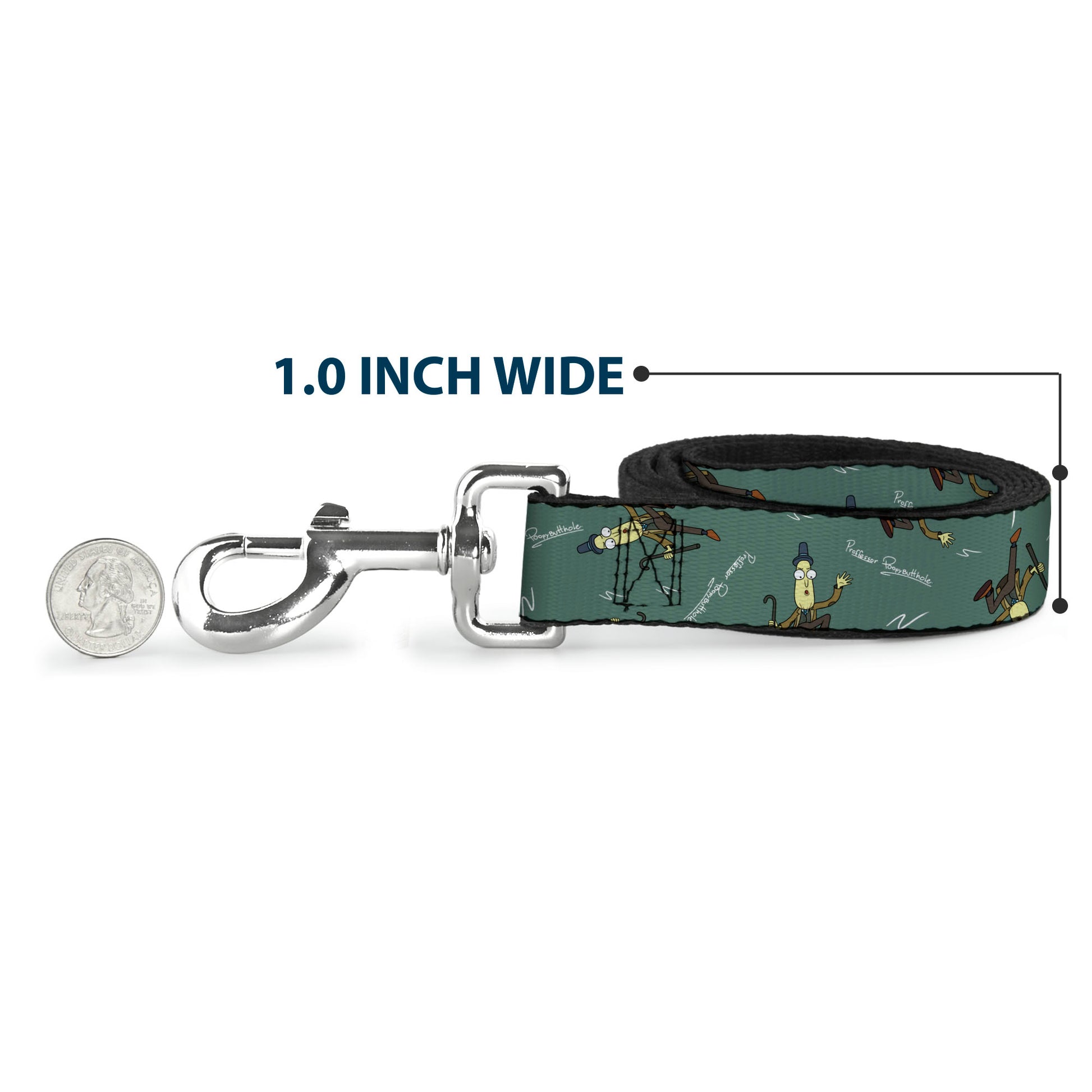 Dog Leash - Rick and Morty PROFESSOR POPPYBUTTHOLE Pose and Signature Chalk Board Green Dog Leashes Rick and Morty
