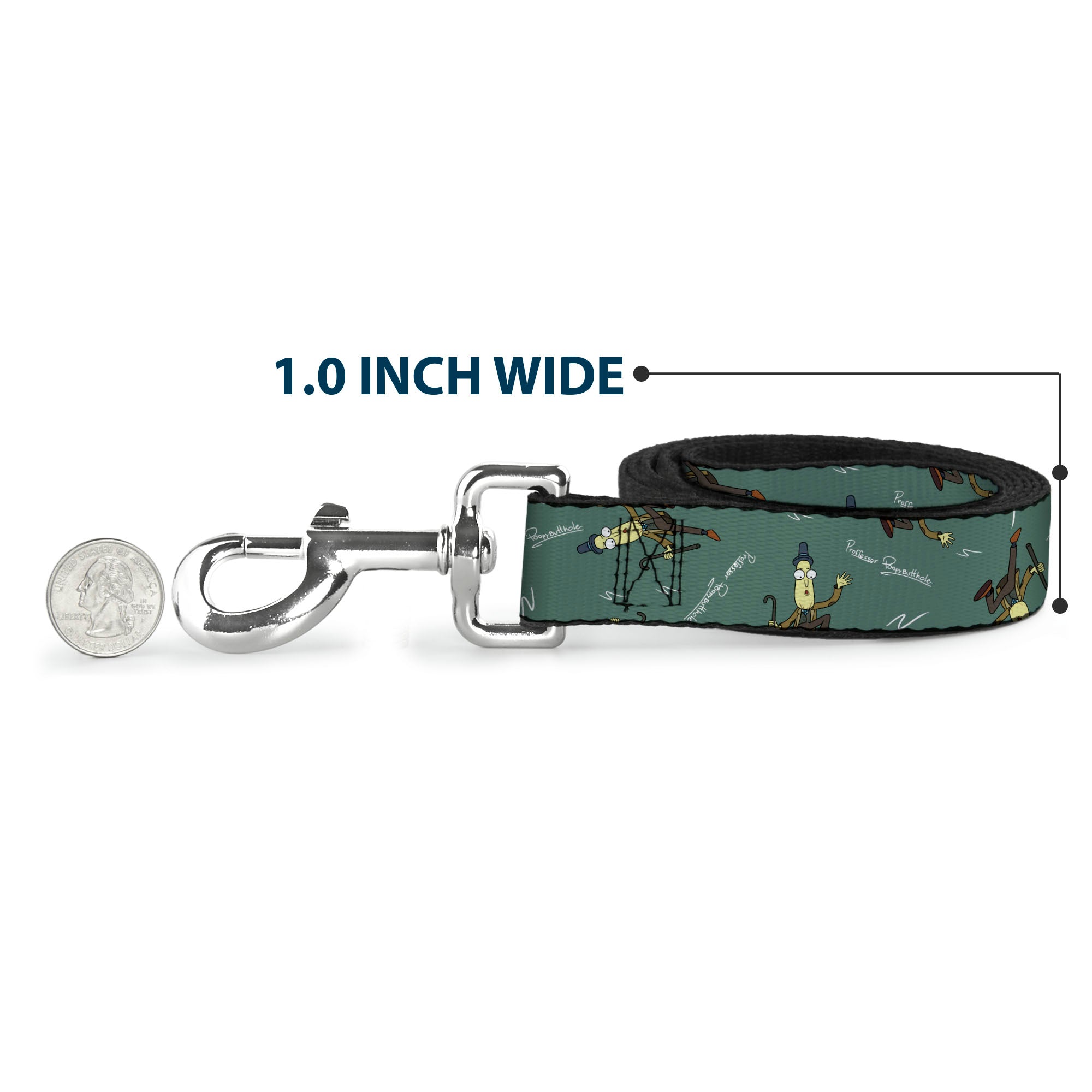Dog Leash - Rick and Morty PROFESSOR POPPYBUTTHOLE Pose and Signature Chalk Board Green Dog Leashes Rick and Morty