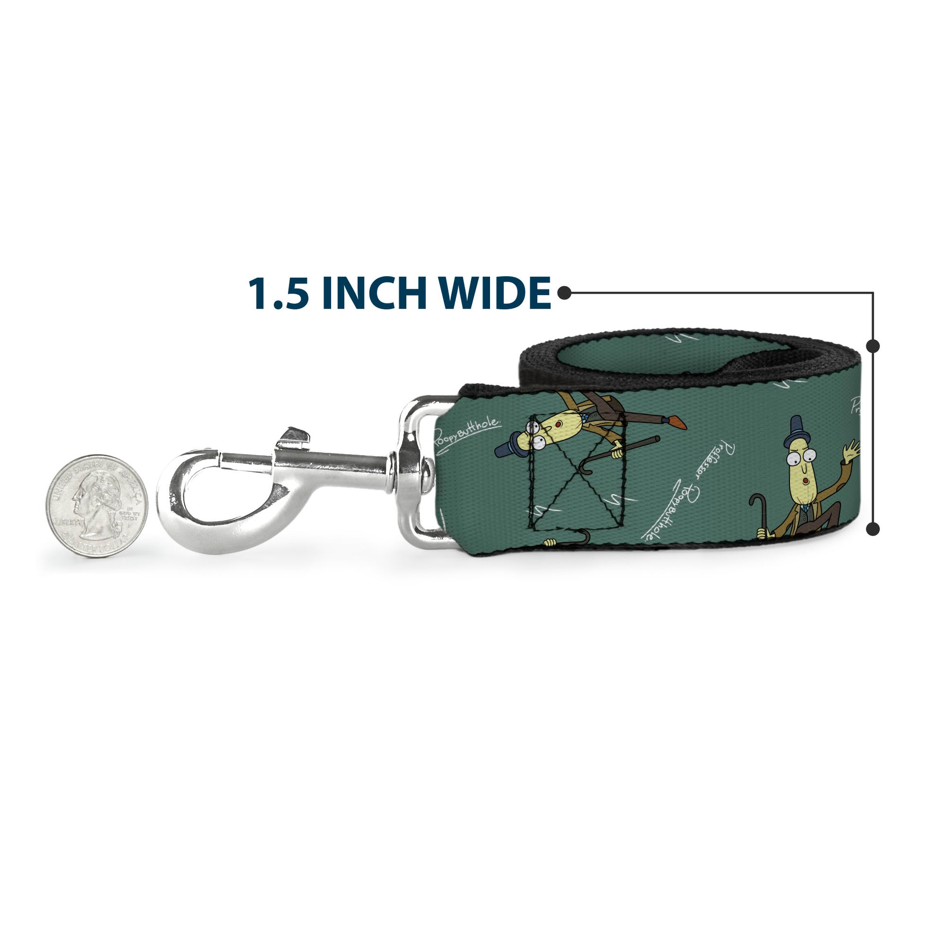 Dog Leash - Rick and Morty PROFESSOR POPPYBUTTHOLE Pose and Signature Chalk Board Green Dog Leashes Rick and Morty