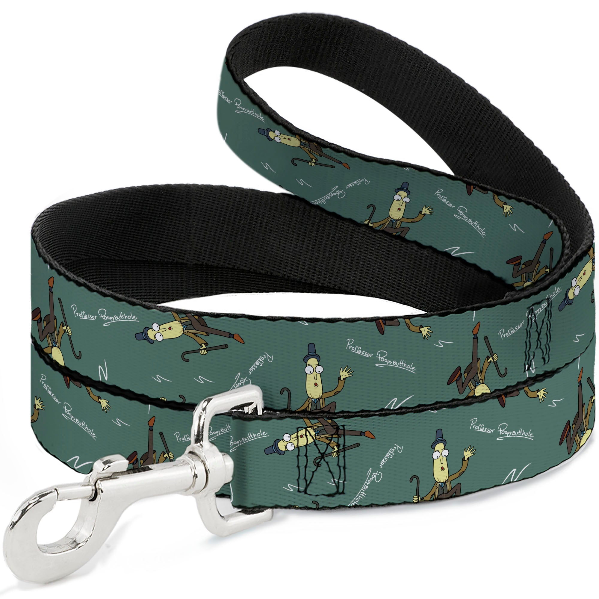 Dog Leash - Rick and Morty PROFESSOR POPPYBUTTHOLE Pose and Signature Chalk Board Green Dog Leashes Rick and Morty