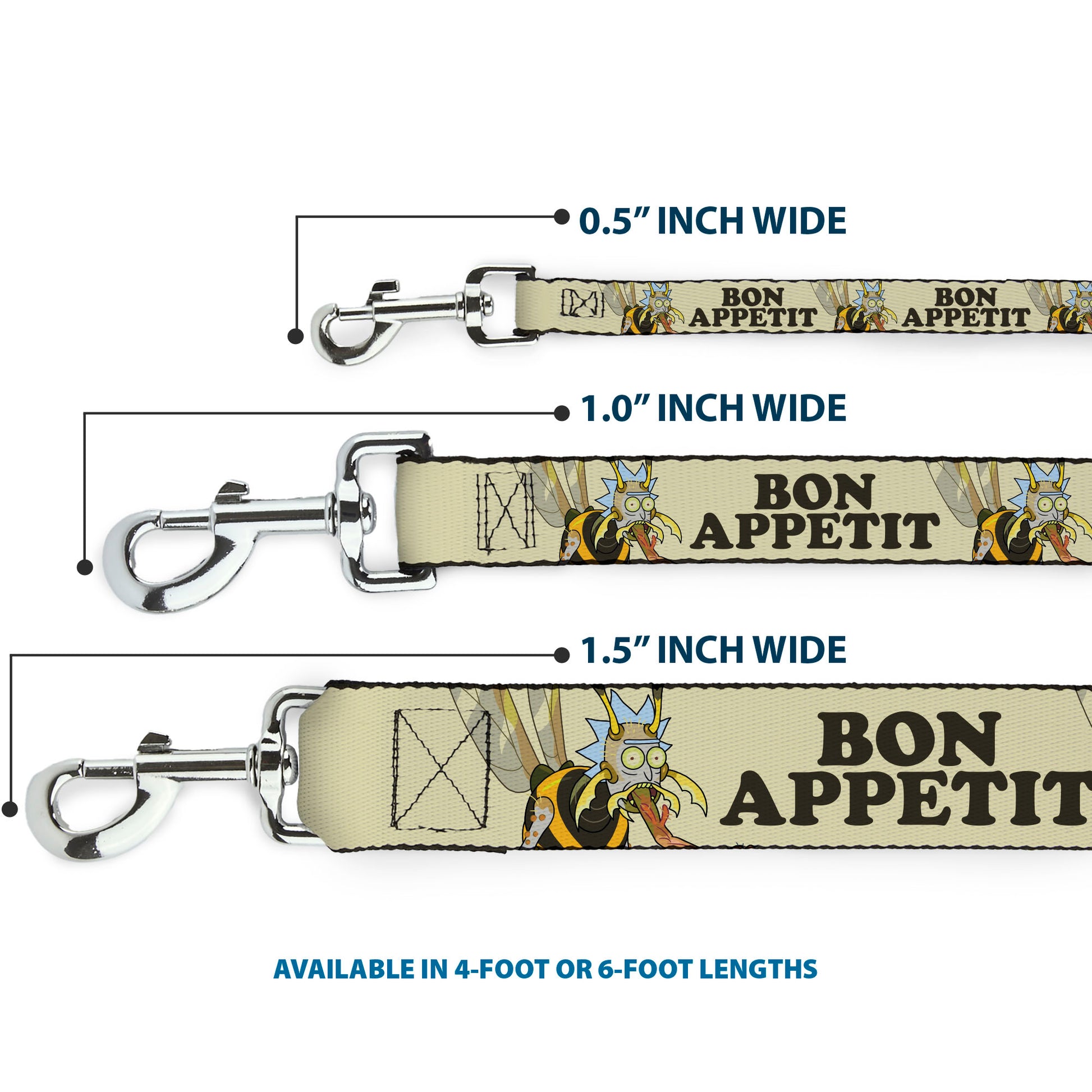 Dog Leash - Rick and Morty Wasp Rick BON APPETIT Pose Beige/Brown Dog Leashes Rick and Morty