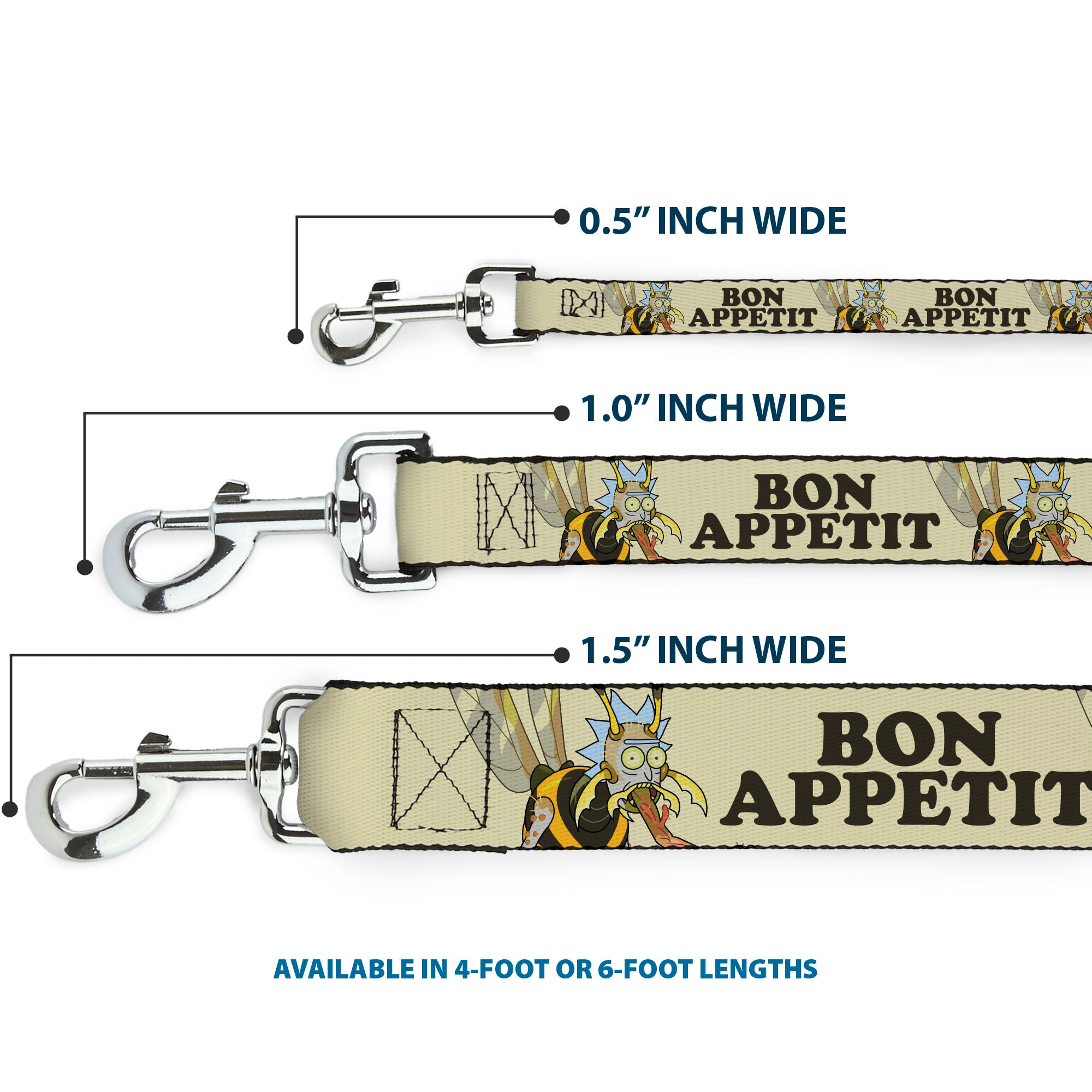 Dog Leash - Rick and Morty Wasp Rick BON APPETIT Pose Beige/Brown Dog Leashes Rick and Morty
