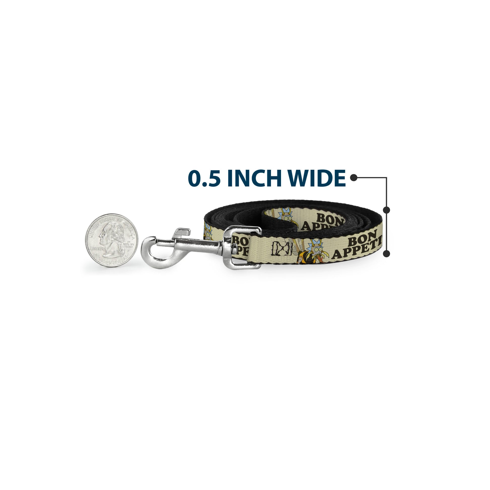 Dog Leash - Rick and Morty Wasp Rick BON APPETIT Pose Beige/Brown Dog Leashes Rick and Morty