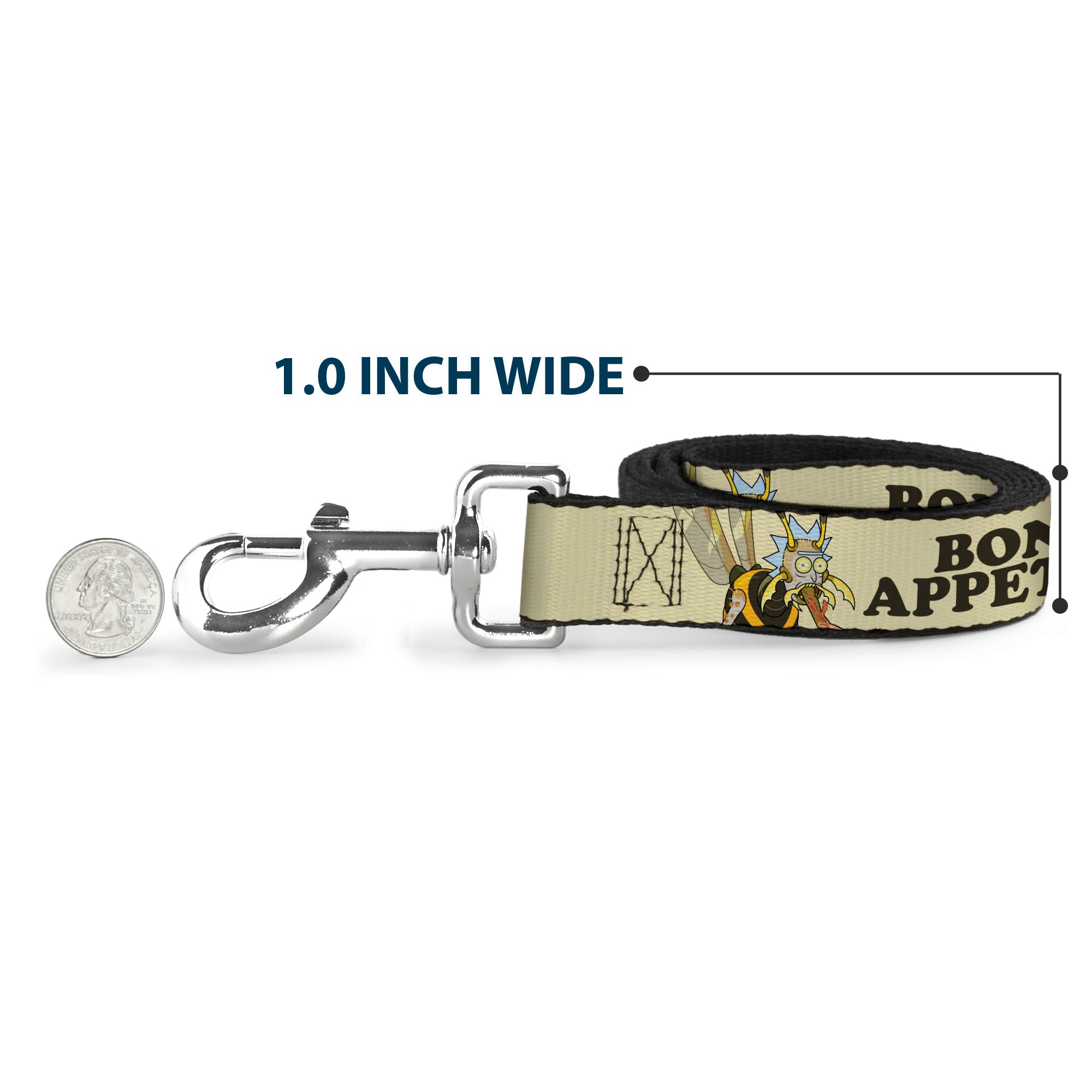 Dog Leash - Rick and Morty Wasp Rick BON APPETIT Pose Beige/Brown Dog Leashes Rick and Morty