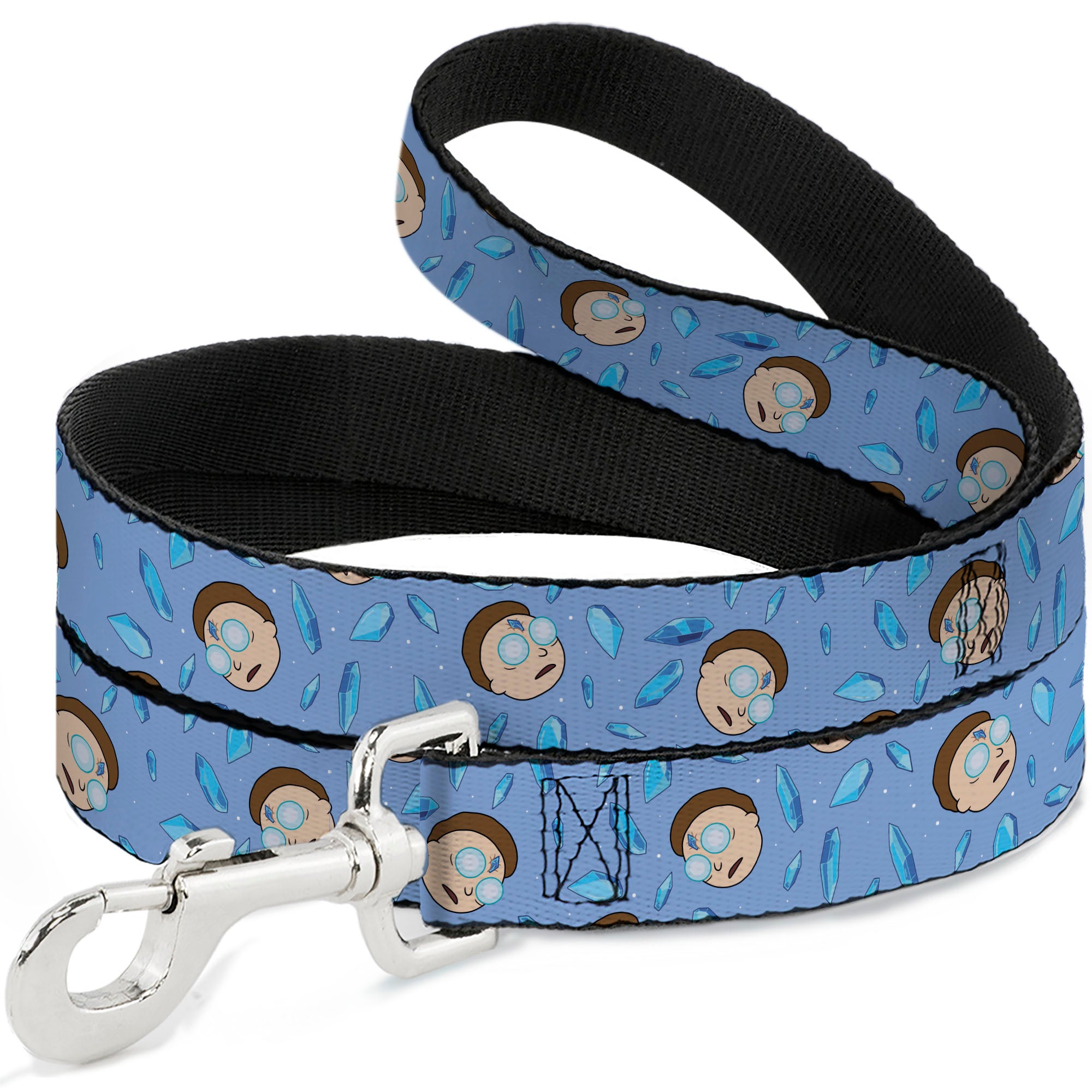Dog Leash - Rick and Morty Crystal Morty Face and Crystals Scattered Blues Dog Leashes Rick and Morty