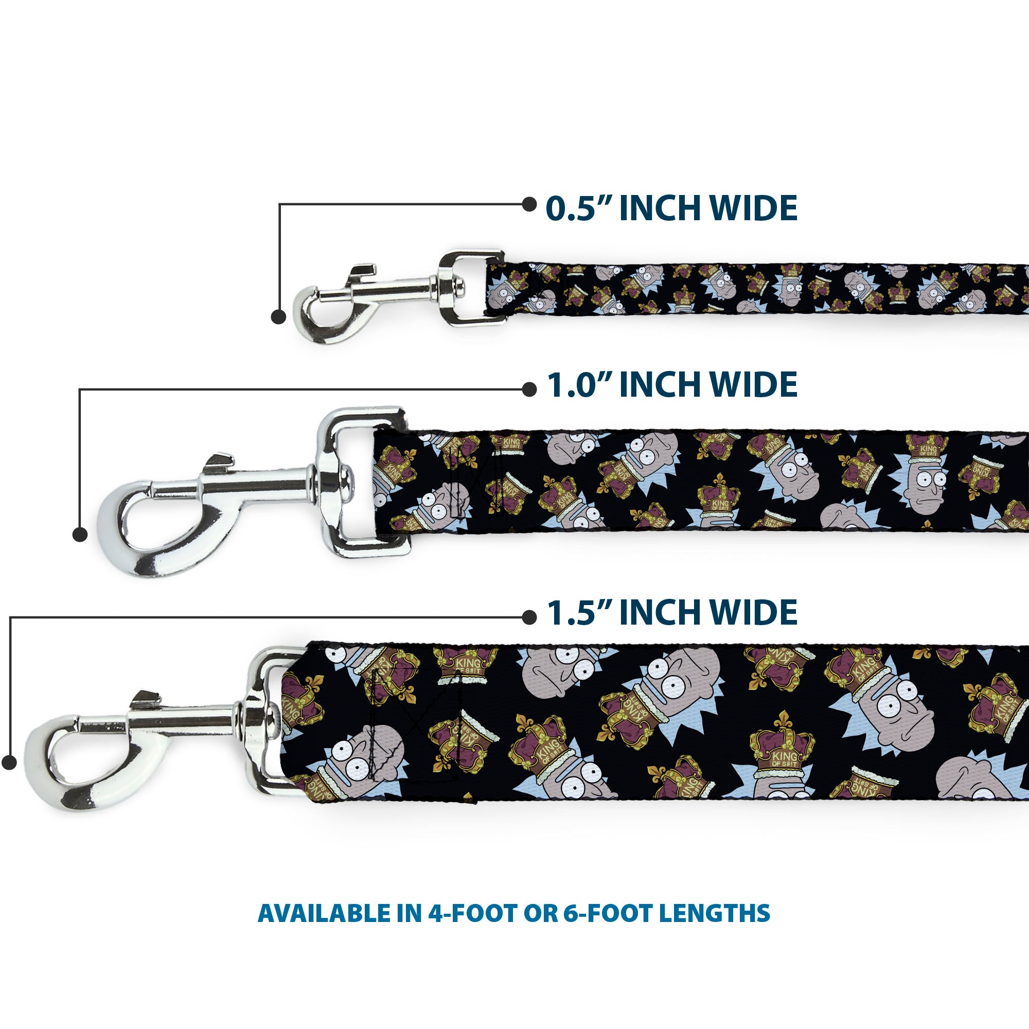 Dog Leash - Rick and Morty Crown Rick Face Scattered Black Dog Leashes Rick and Morty