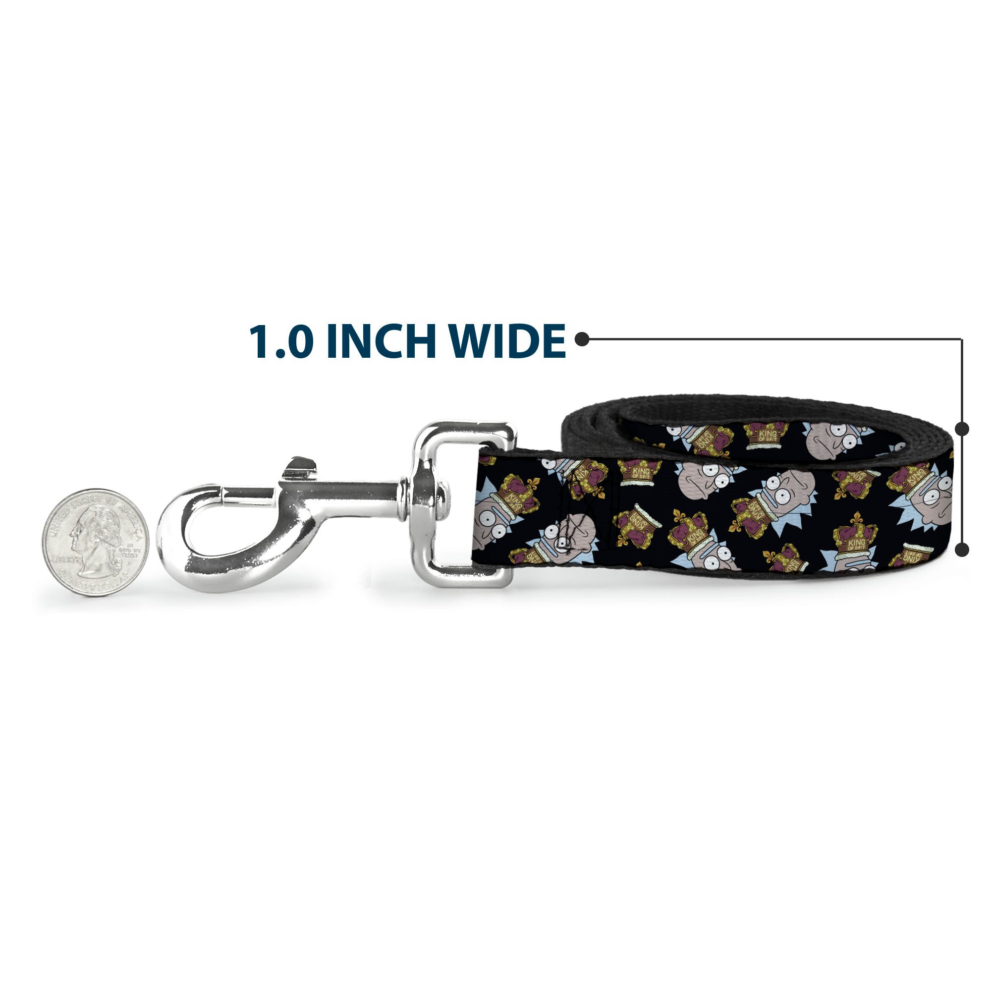 Dog Leash - Rick and Morty Crown Rick Face Scattered Black Dog Leashes Rick and Morty