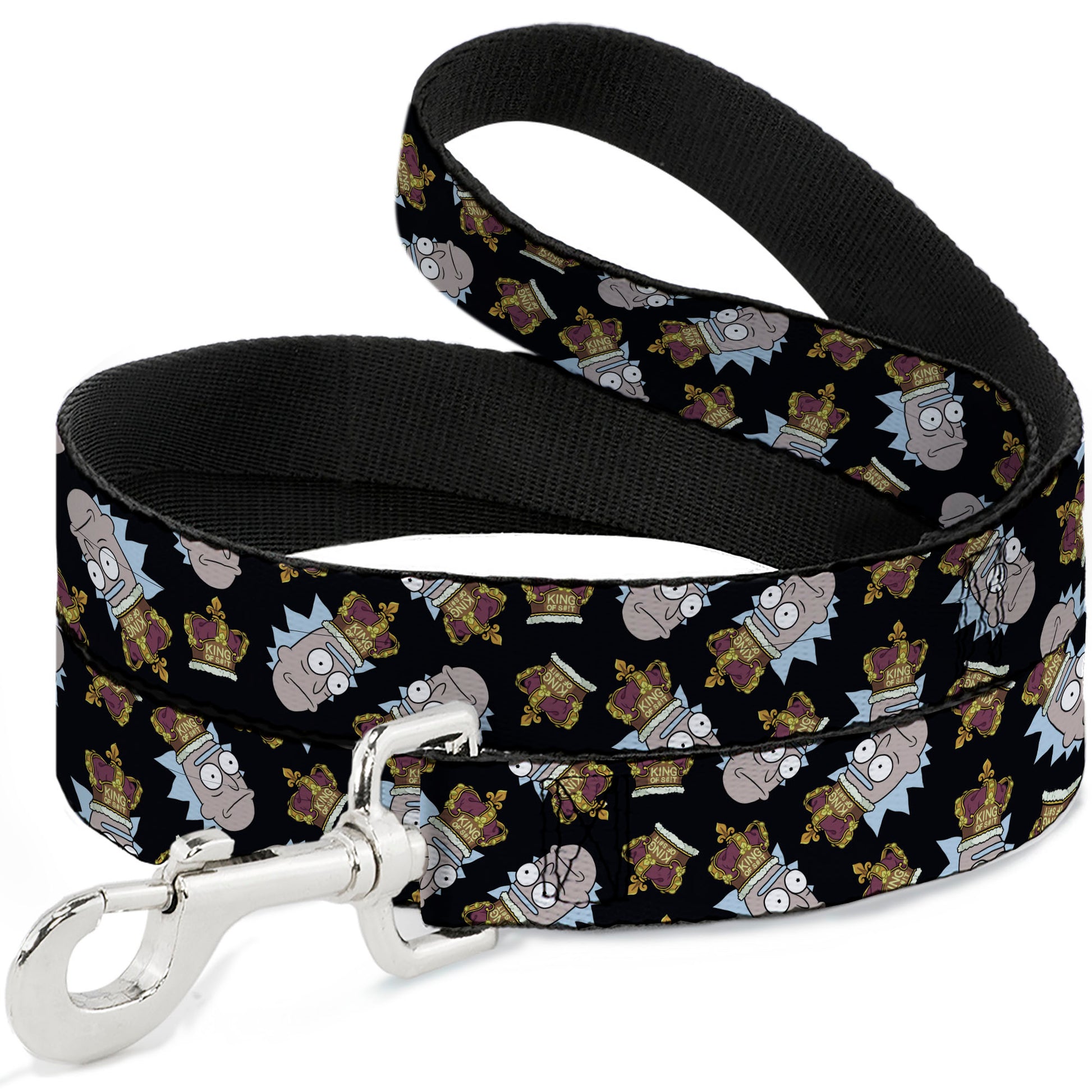 Dog Leash - Rick and Morty Crown Rick Face Scattered Black Dog Leashes Rick and Morty