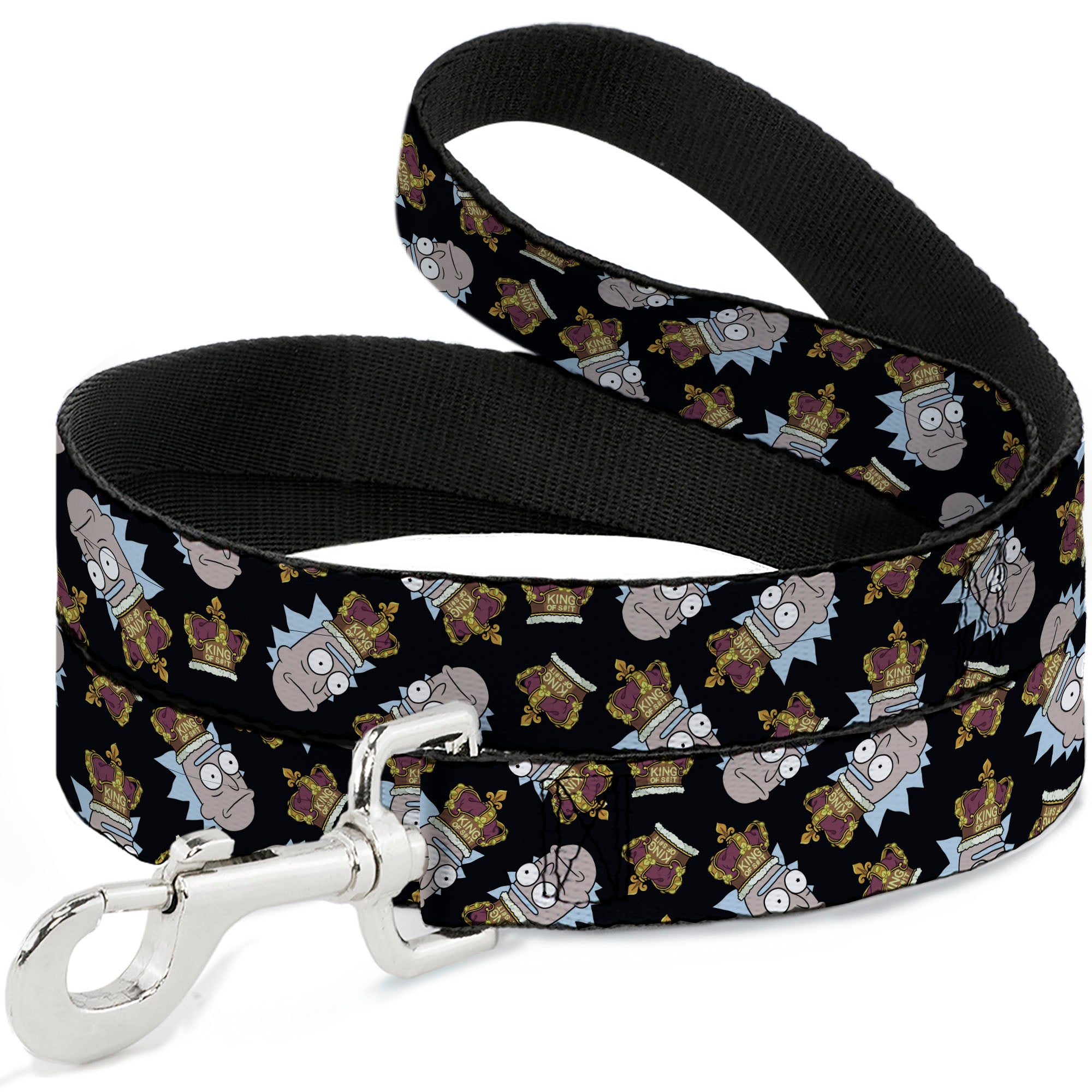Dog Leash - Rick and Morty Crown Rick Face Scattered Black Dog Leashes Rick and Morty