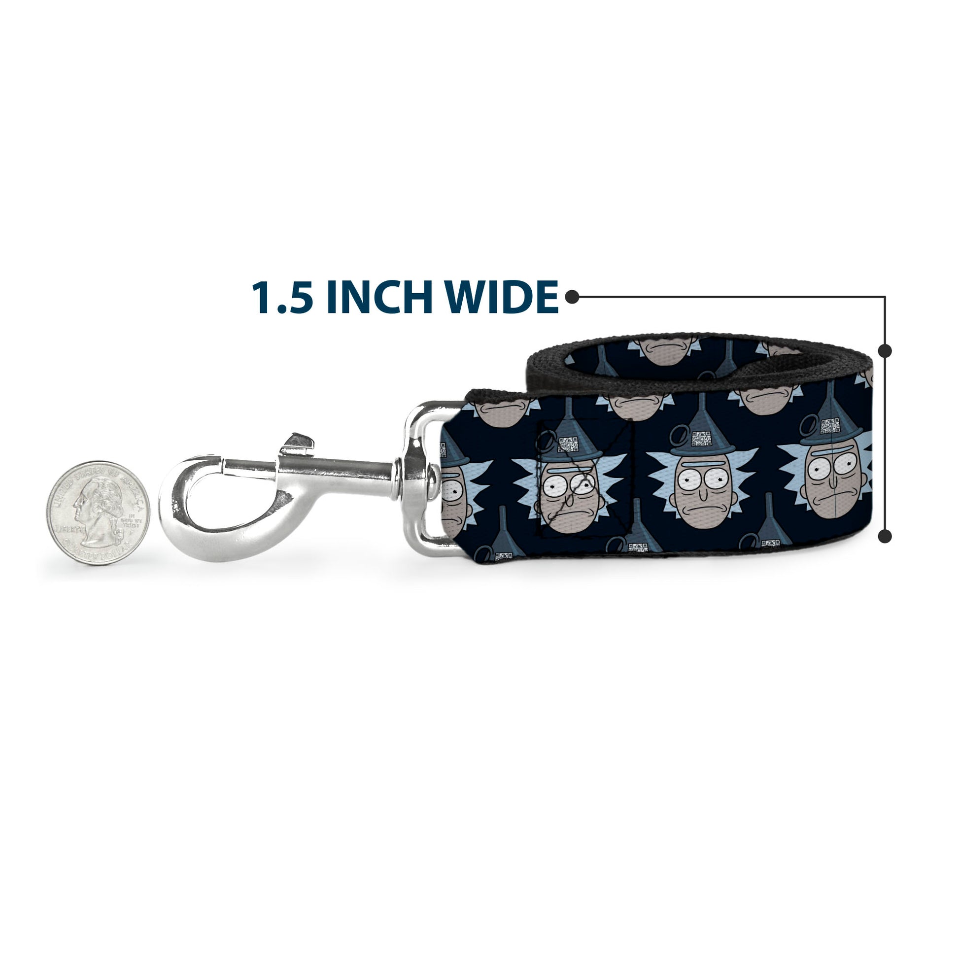 Dog Leash - Rick and Morty Funnel Hat Rick Pose Black Dog Leashes Rick and Morty