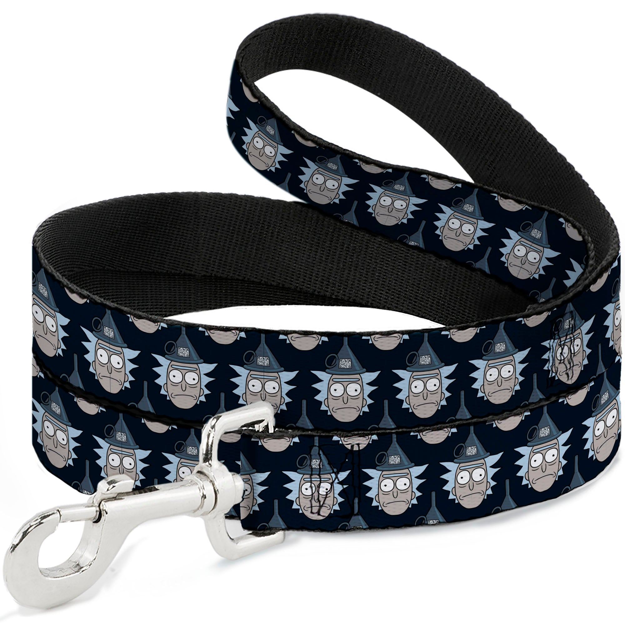 Dog Leash - Rick and Morty Funnel Hat Rick Pose Black Dog Leashes Rick and Morty