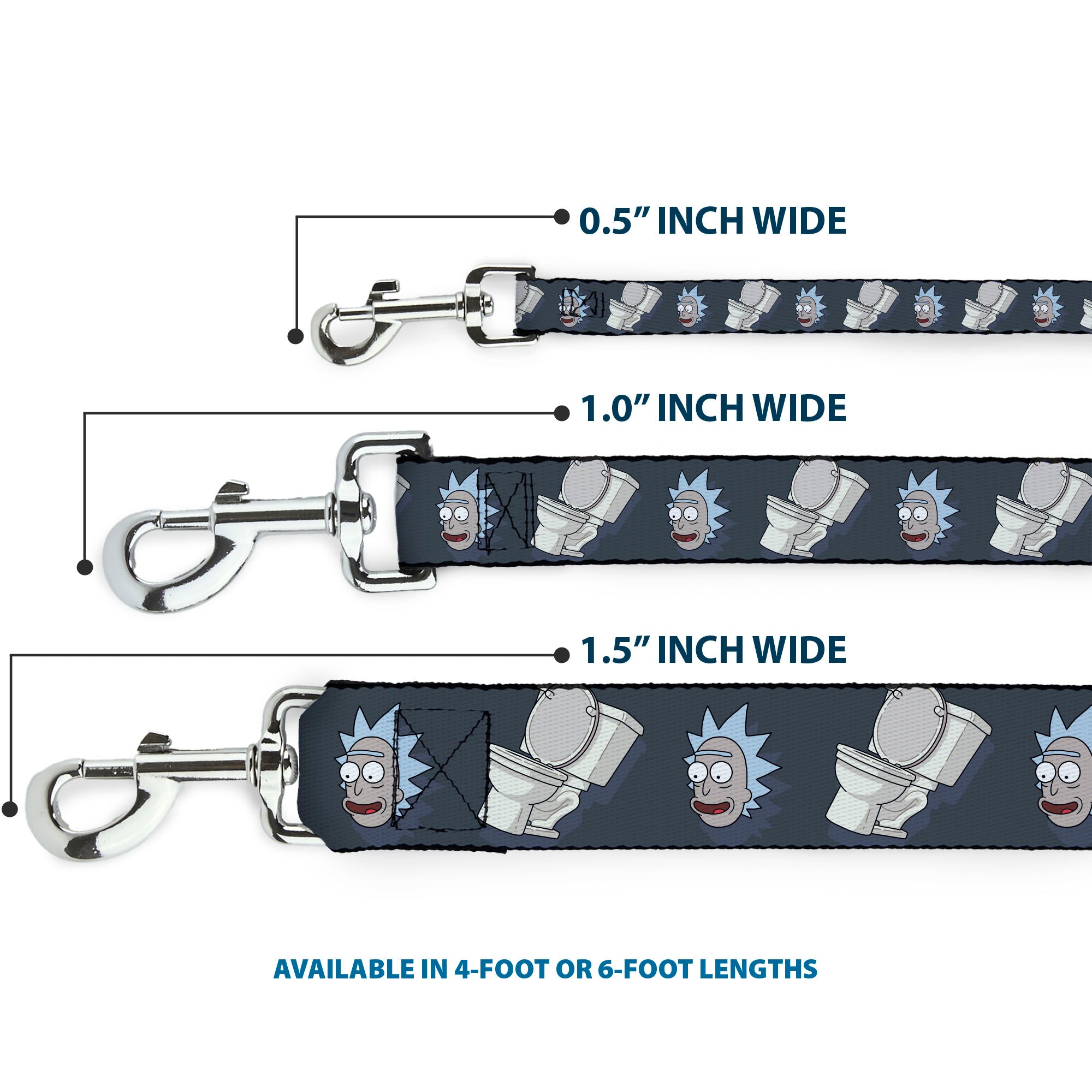 Dog Leash - Rick and Morty Rick Expressions and Toilet Blue Dog Leashes Rick and Morty