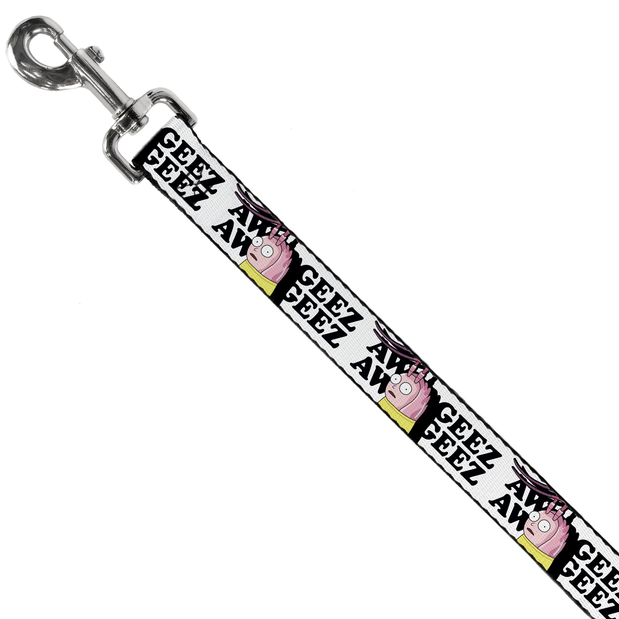 Dog Leash - Rick and Morty Shrimp Morty AW GEEZ Pose White/Black Dog Leashes Rick and Morty