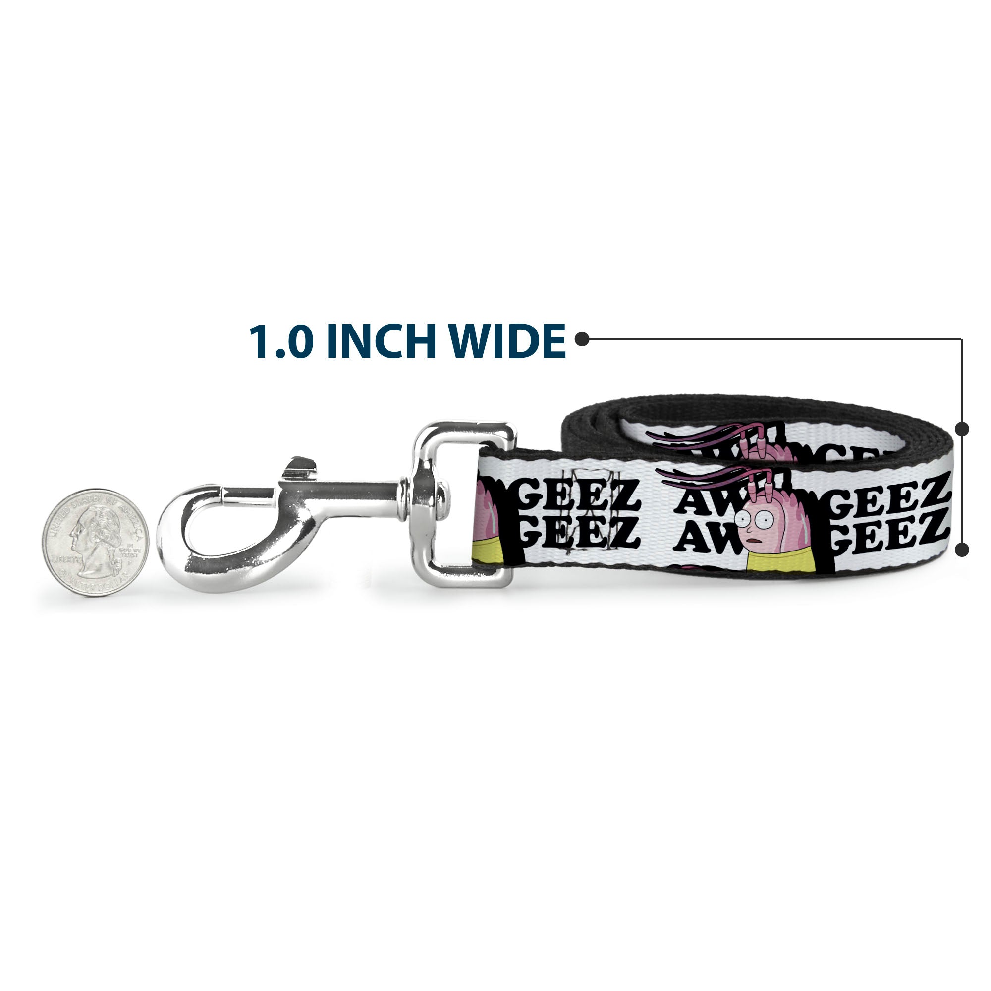 Dog Leash - Rick and Morty Shrimp Morty AW GEEZ Pose White/Black Dog Leashes Rick and Morty