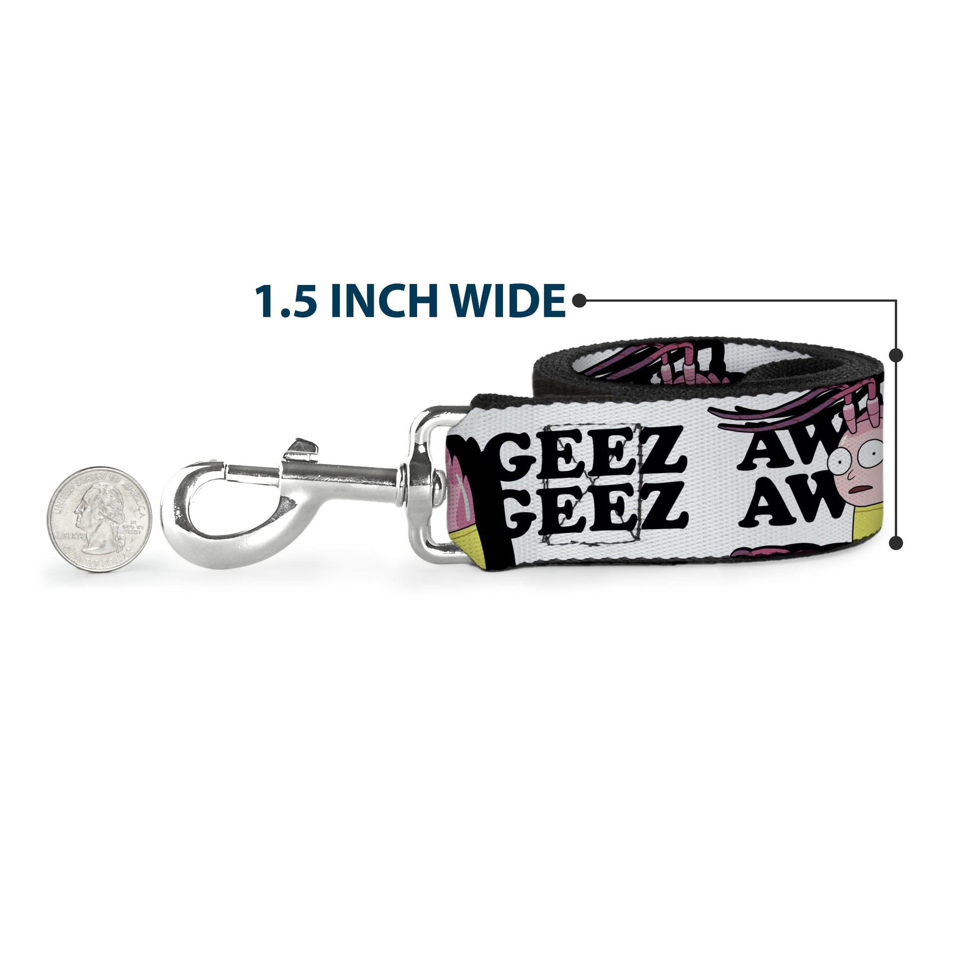 Dog Leash - Rick and Morty Shrimp Morty AW GEEZ Pose White/Black Dog Leashes Rick and Morty