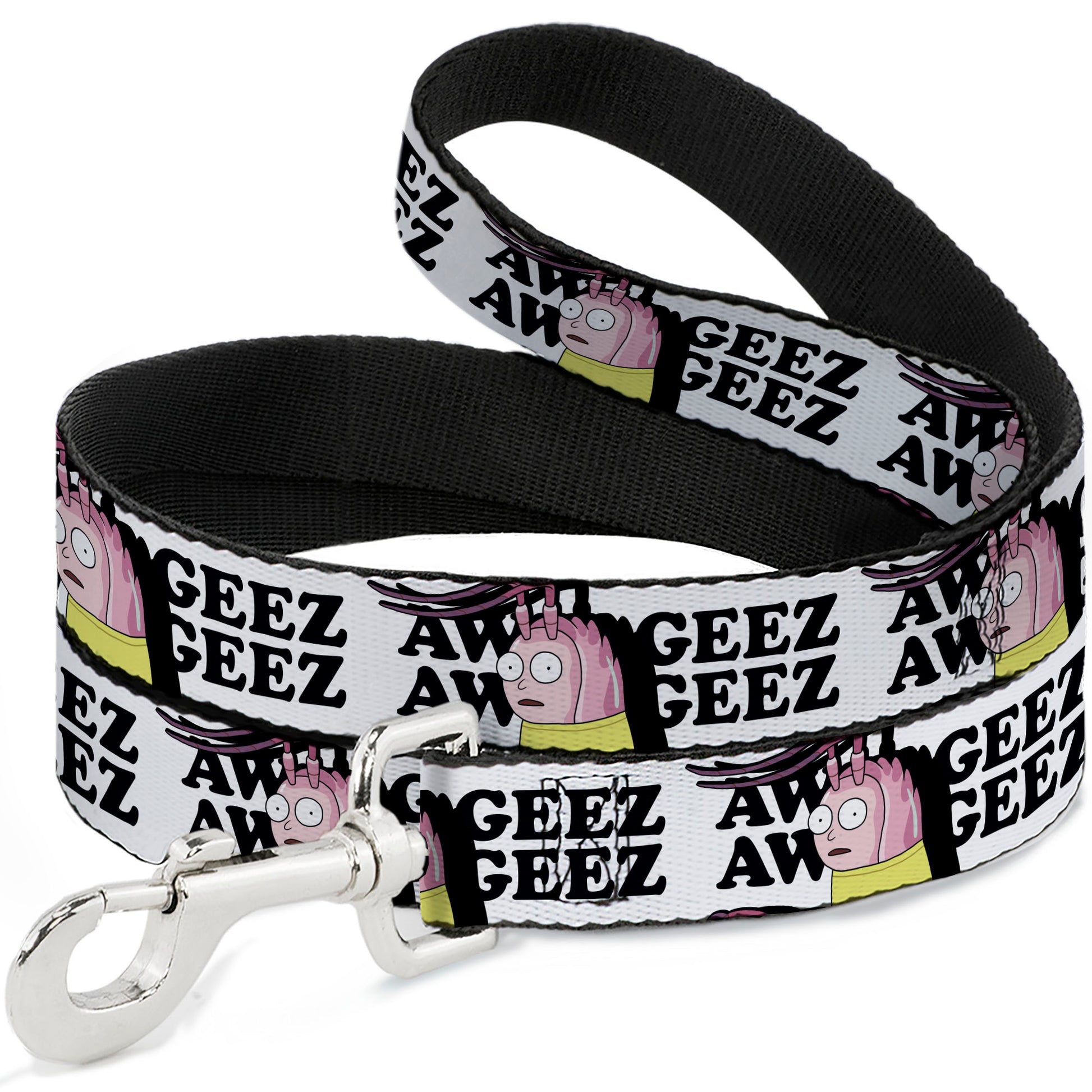 Dog Leash - Rick and Morty Shrimp Morty AW GEEZ Pose White/Black Dog Leashes Rick and Morty