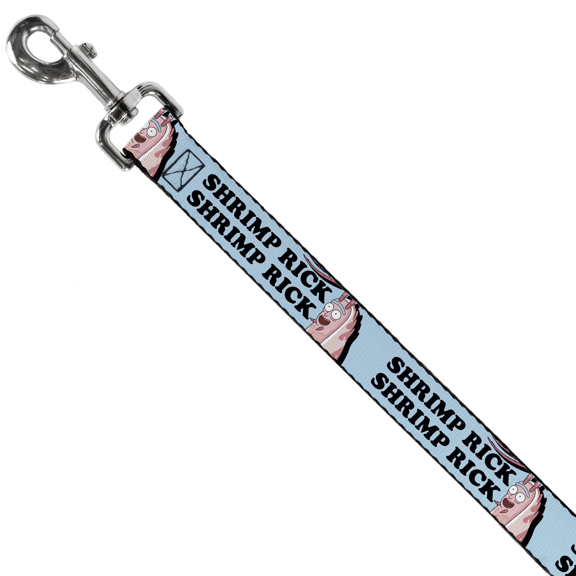 Dog Leash - Rick and Morty SHRIMP RICK Pose and Text Light Blue/Black Dog Leashes Rick and Morty