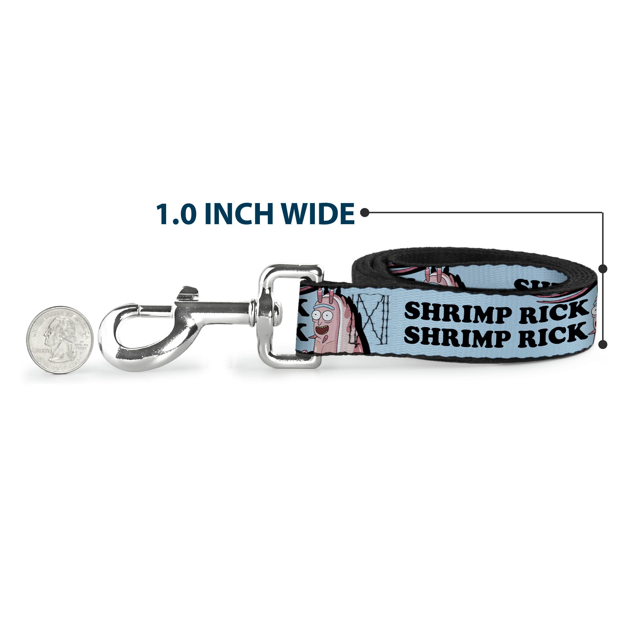 Dog Leash - Rick and Morty SHRIMP RICK Pose and Text Light Blue/Black Dog Leashes Rick and Morty