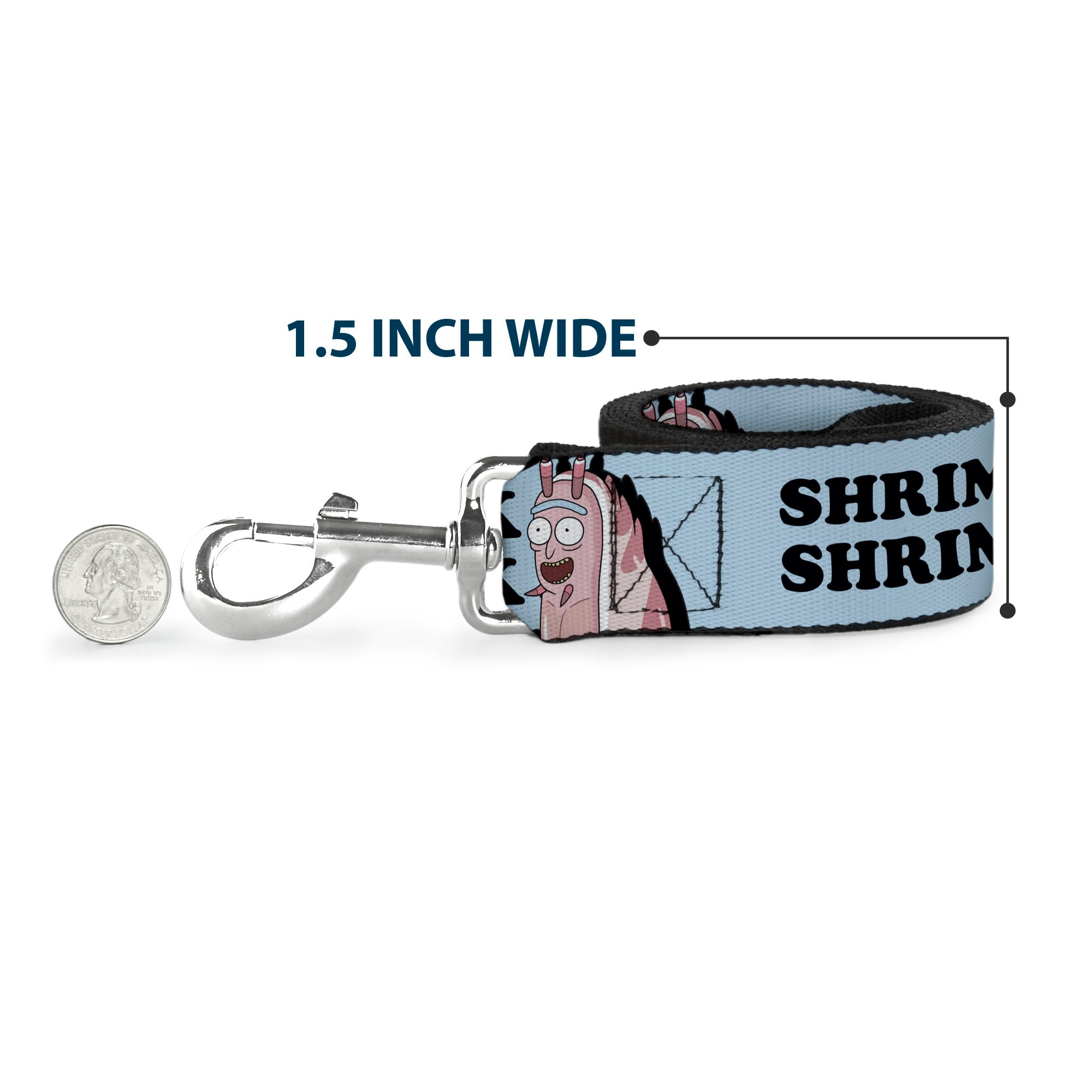 Dog Leash - Rick and Morty SHRIMP RICK Pose and Text Light Blue/Black Dog Leashes Rick and Morty