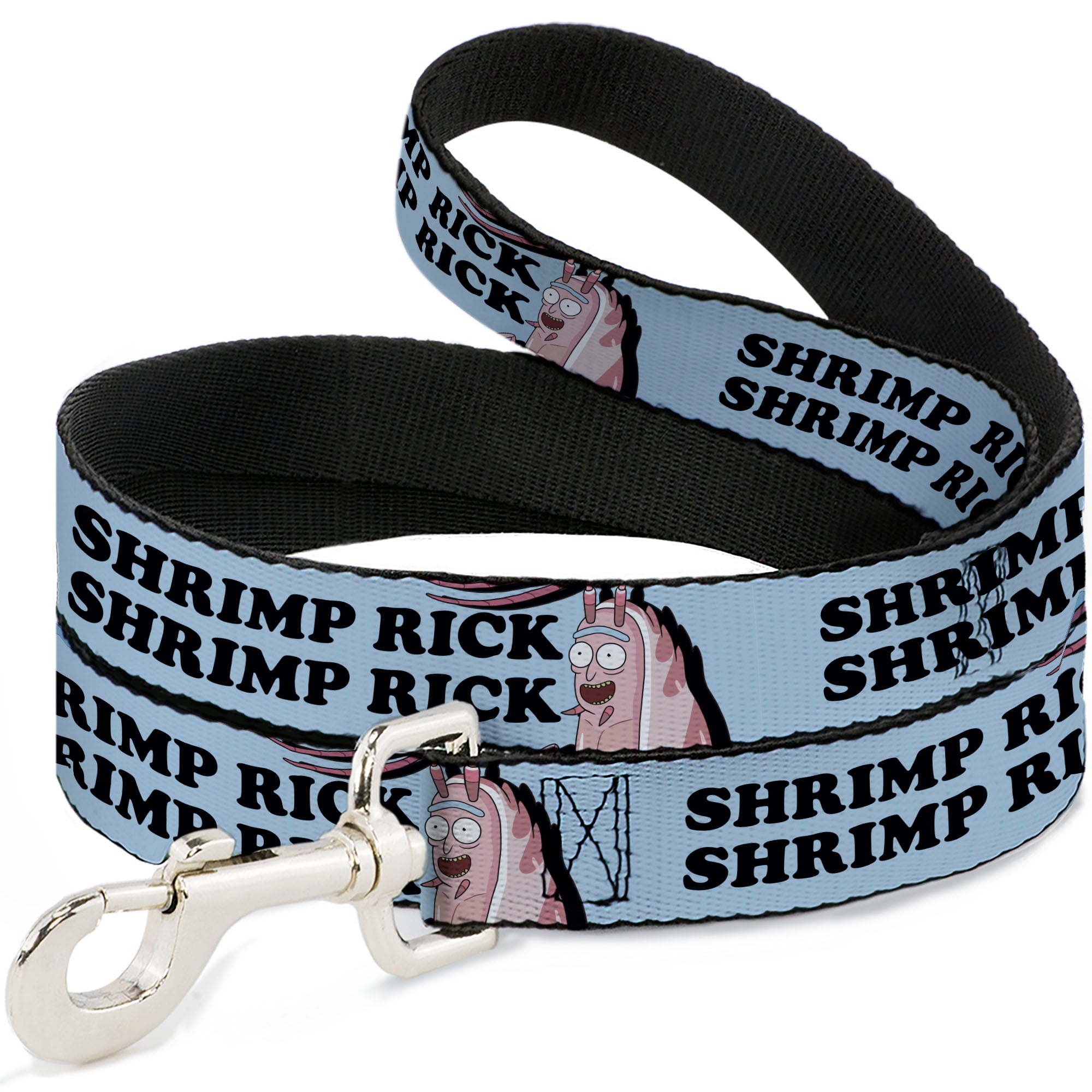Dog Leash - Rick and Morty SHRIMP RICK Pose and Text Light Blue/Black Dog Leashes Rick and Morty