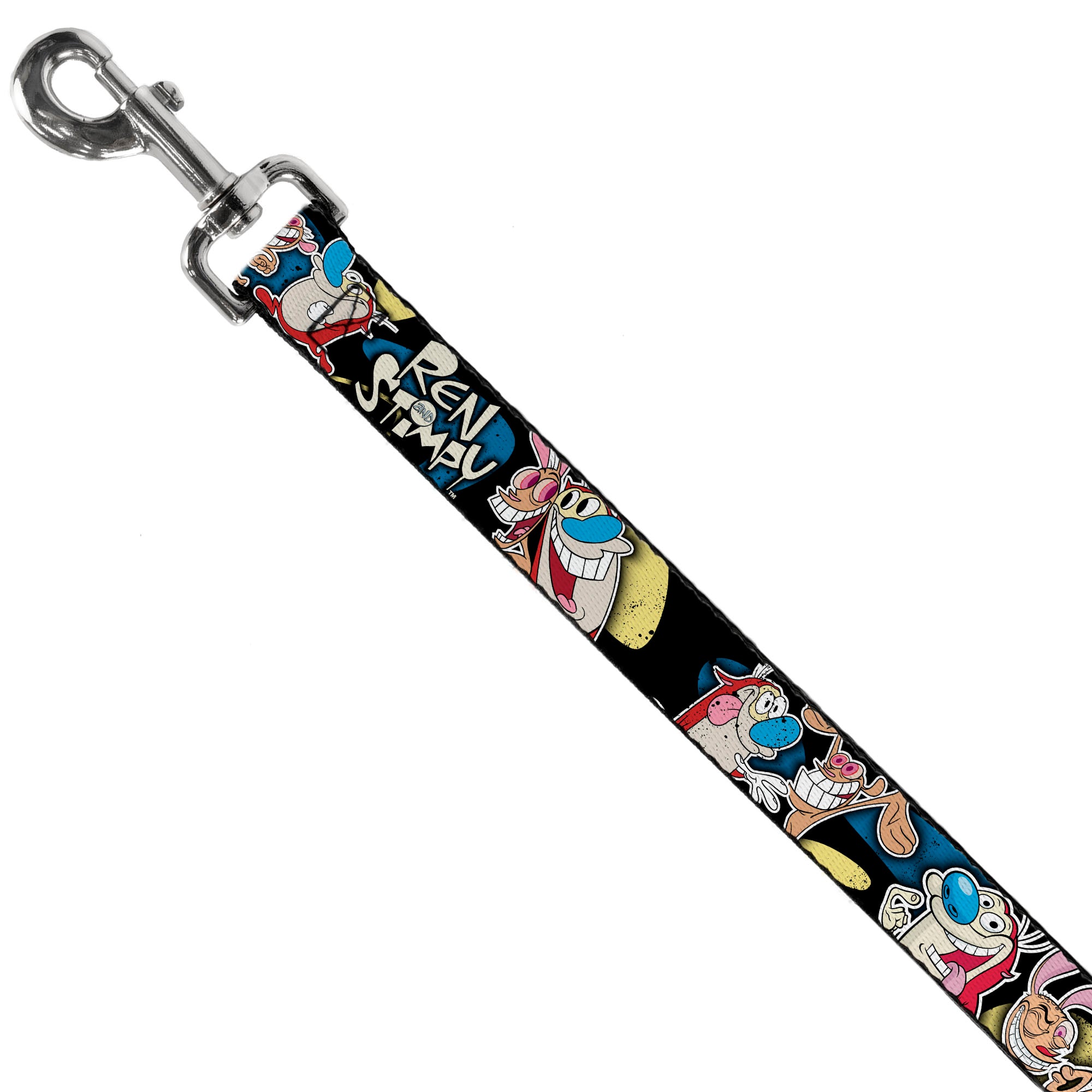 Dog Leash - REN & STIMPY Poses Black/Blue/Yellow Dog Leashes Ren and Stimpy
