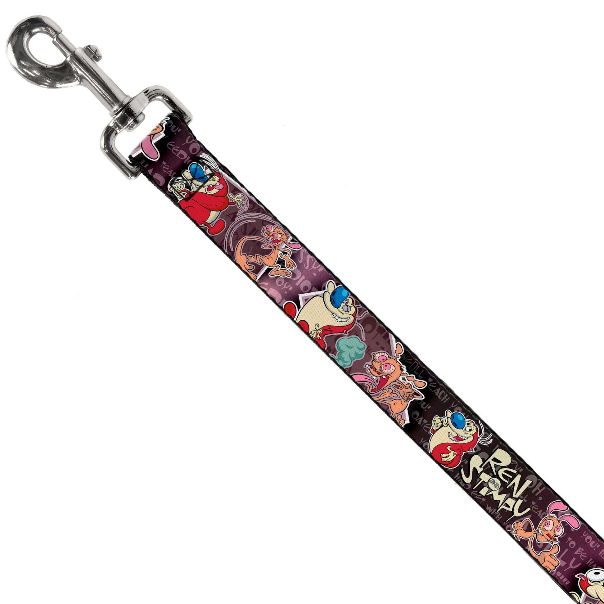 Dog Leash - REN & STIMPY Poses Text Purples Dog Leashes Ren and Stimpy