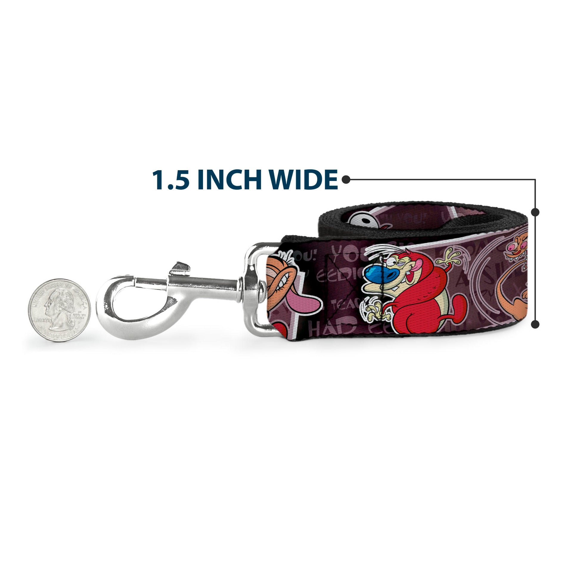 Dog Leash - REN & STIMPY Poses Text Purples Dog Leashes Ren and Stimpy
