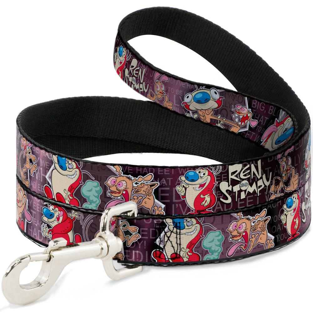 Dog Leash - REN & STIMPY Poses Text Purples Dog Leashes Ren and Stimpy
