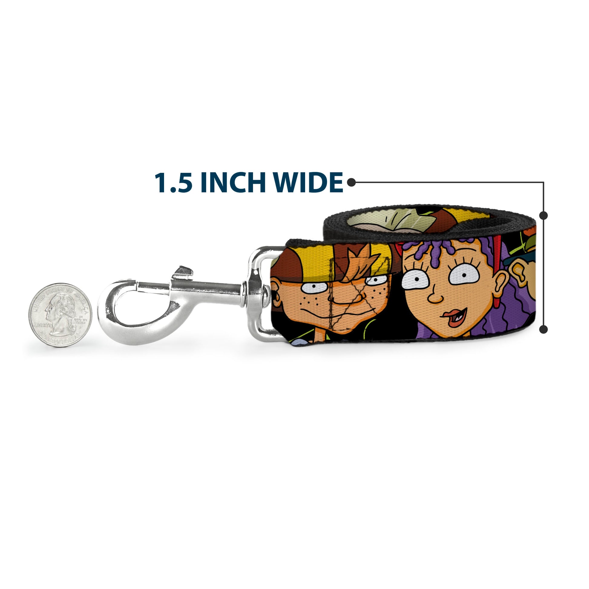 Dog Leash - ROCKET POWER RP Logo/4-Character Faces CLOSE-UP Black/Green/Blue Dog Leashes Rocket Power