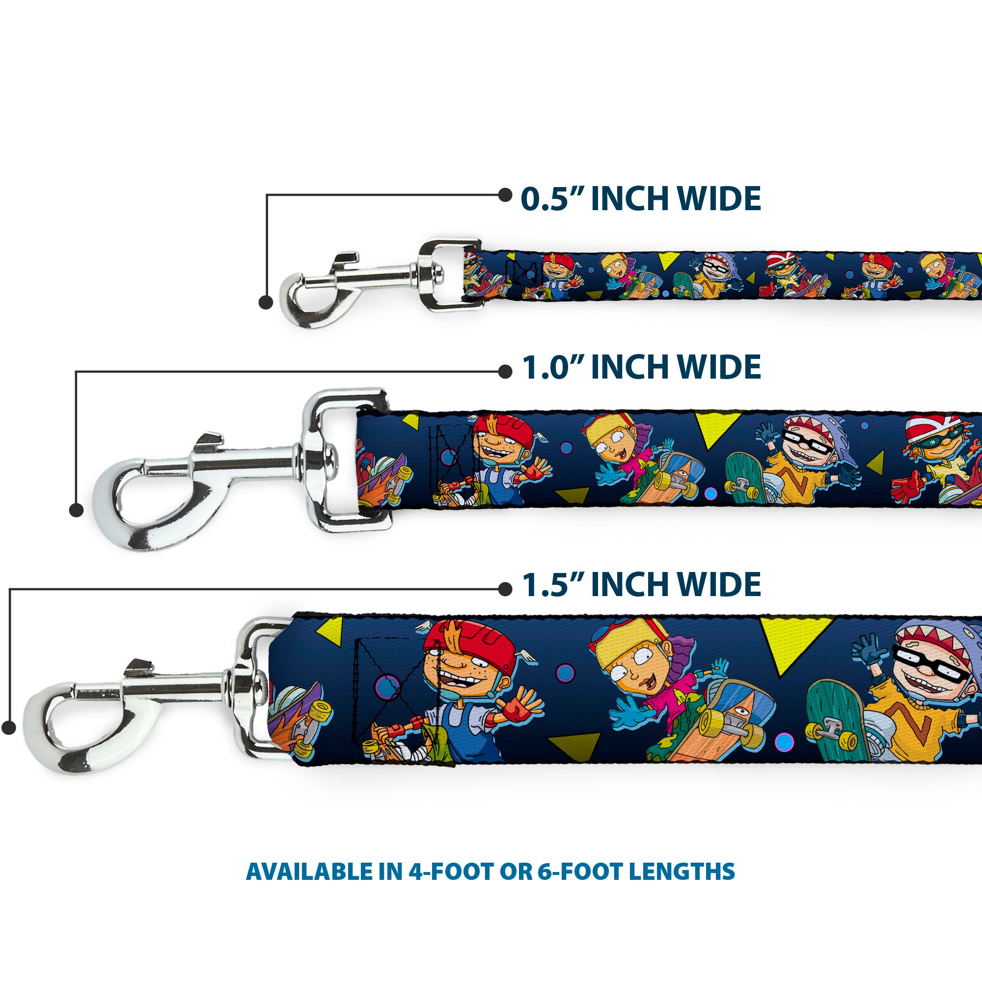 Dog Leash - Rocket Power 4-Character Action Poses/Shapes Cool Gray/Multi Color Dog Leashes Rocket Power