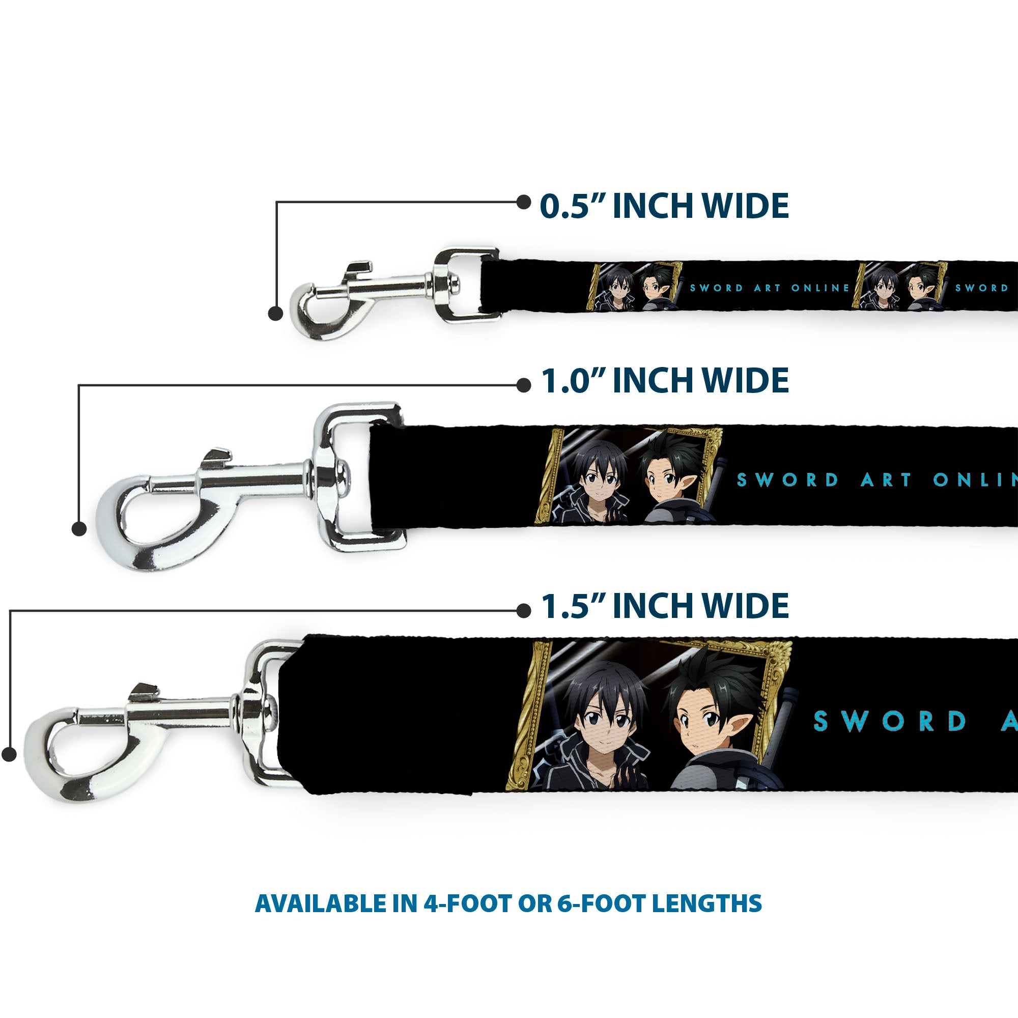 Dog Leash - SWORD ART ONLINE Kirito Reflection Poses and Title Logo Black Dog Leashes Sword Art Online