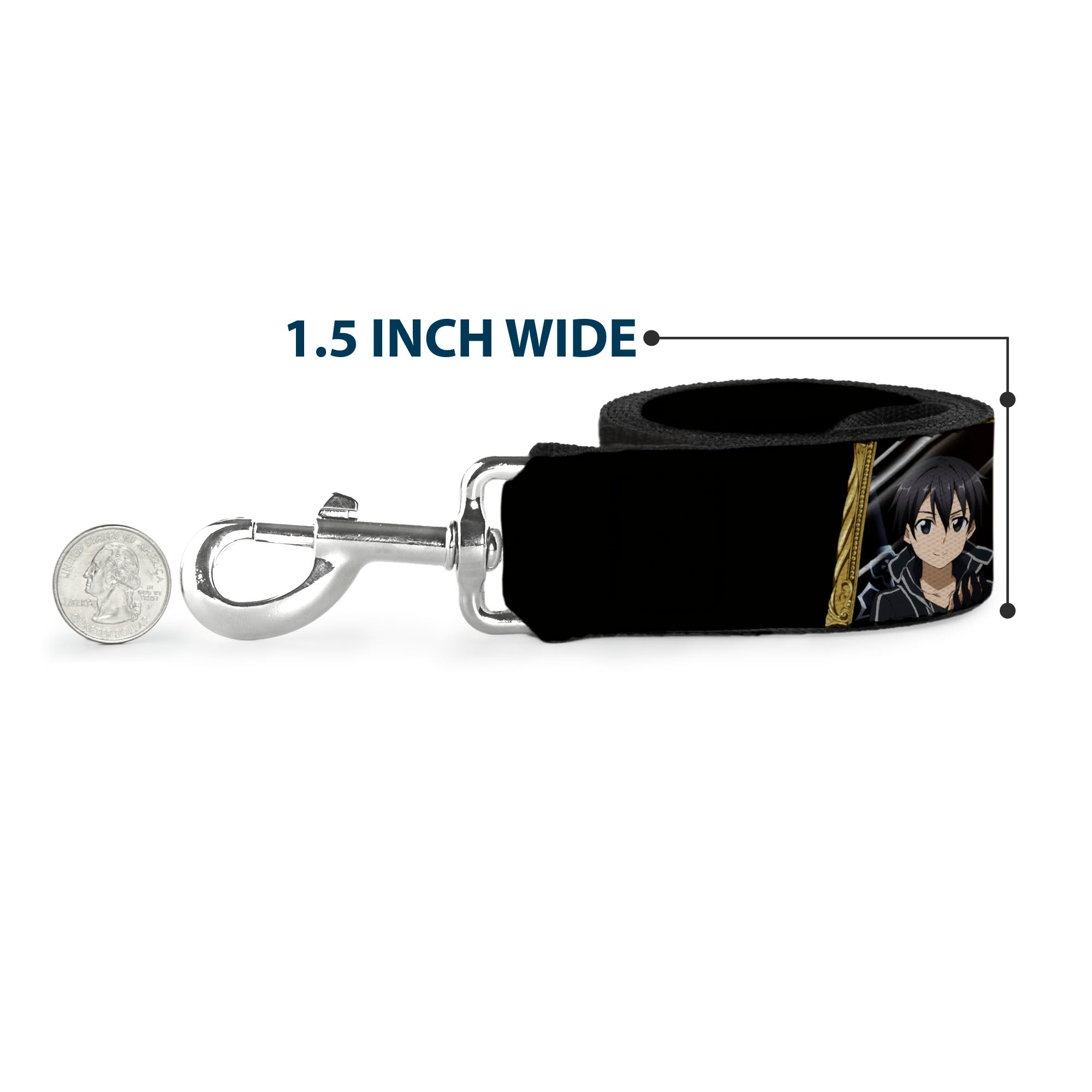Dog Leash - SWORD ART ONLINE Kirito Reflection Poses and Title Logo Black Dog Leashes Sword Art Online