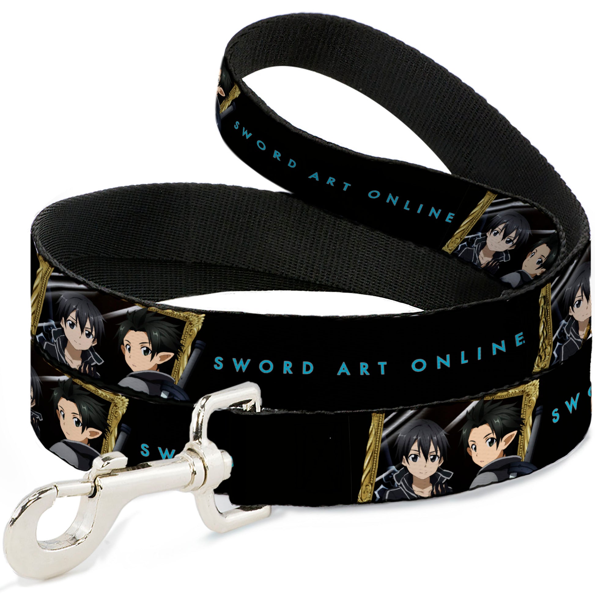 Dog Leash - SWORD ART ONLINE Kirito Reflection Poses and Title Logo Black Dog Leashes Sword Art Online