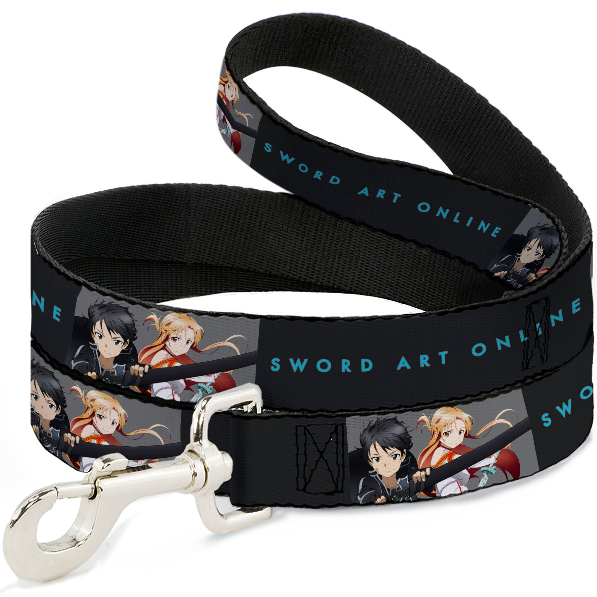 Dog Leash - SWORD ART ONLINE Kirito and Asuna Swords Pose and Title Logo Black Dog Leashes Sword Art Online
