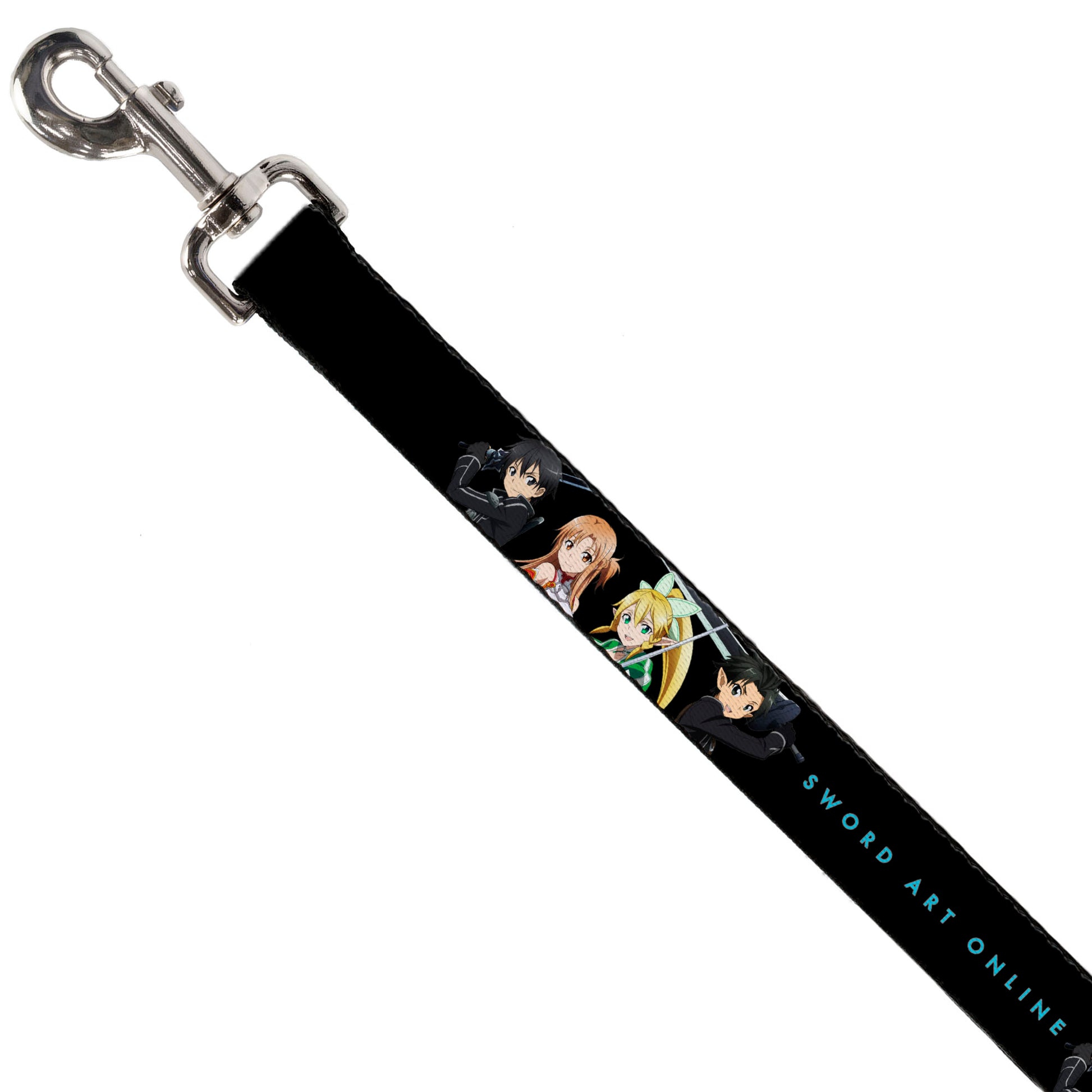 Dog Leash - SWORD ART ONLINE Four Character Swords Group Pose and Title Logo Black Dog Leashes Sword Art Online
