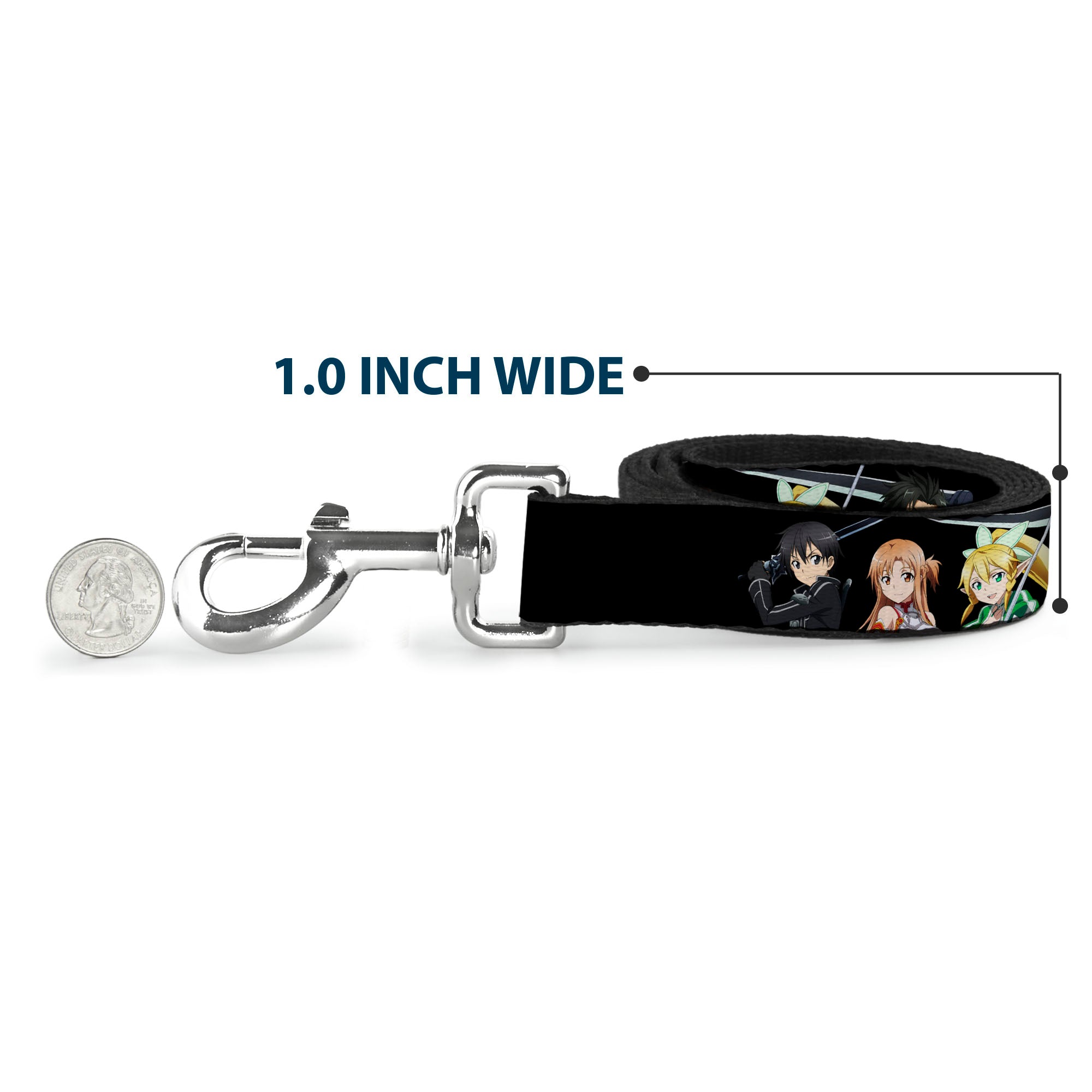Dog Leash - SWORD ART ONLINE Four Character Swords Group Pose and Title Logo Black Dog Leashes Sword Art Online