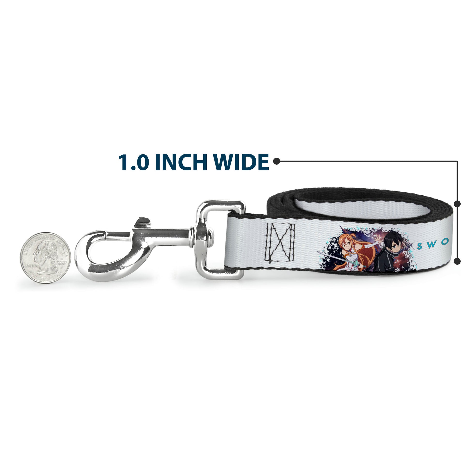 Dog Leash - SWORD ART ONLINE Asuna and Kirito Action Pose and Title Logo White Dog Leashes Sword Art Online