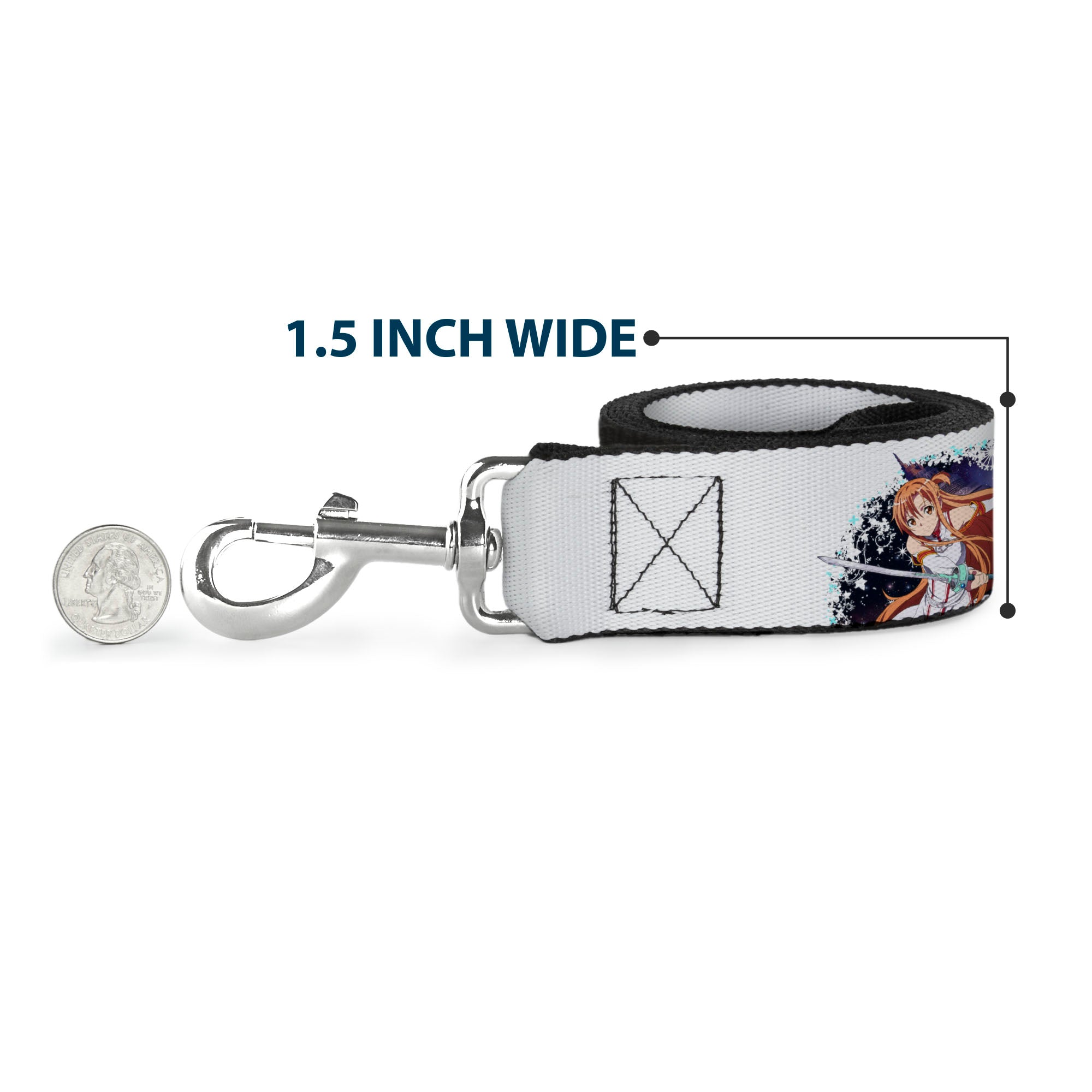 Dog Leash - SWORD ART ONLINE Asuna and Kirito Action Pose and Title Logo White Dog Leashes Sword Art Online