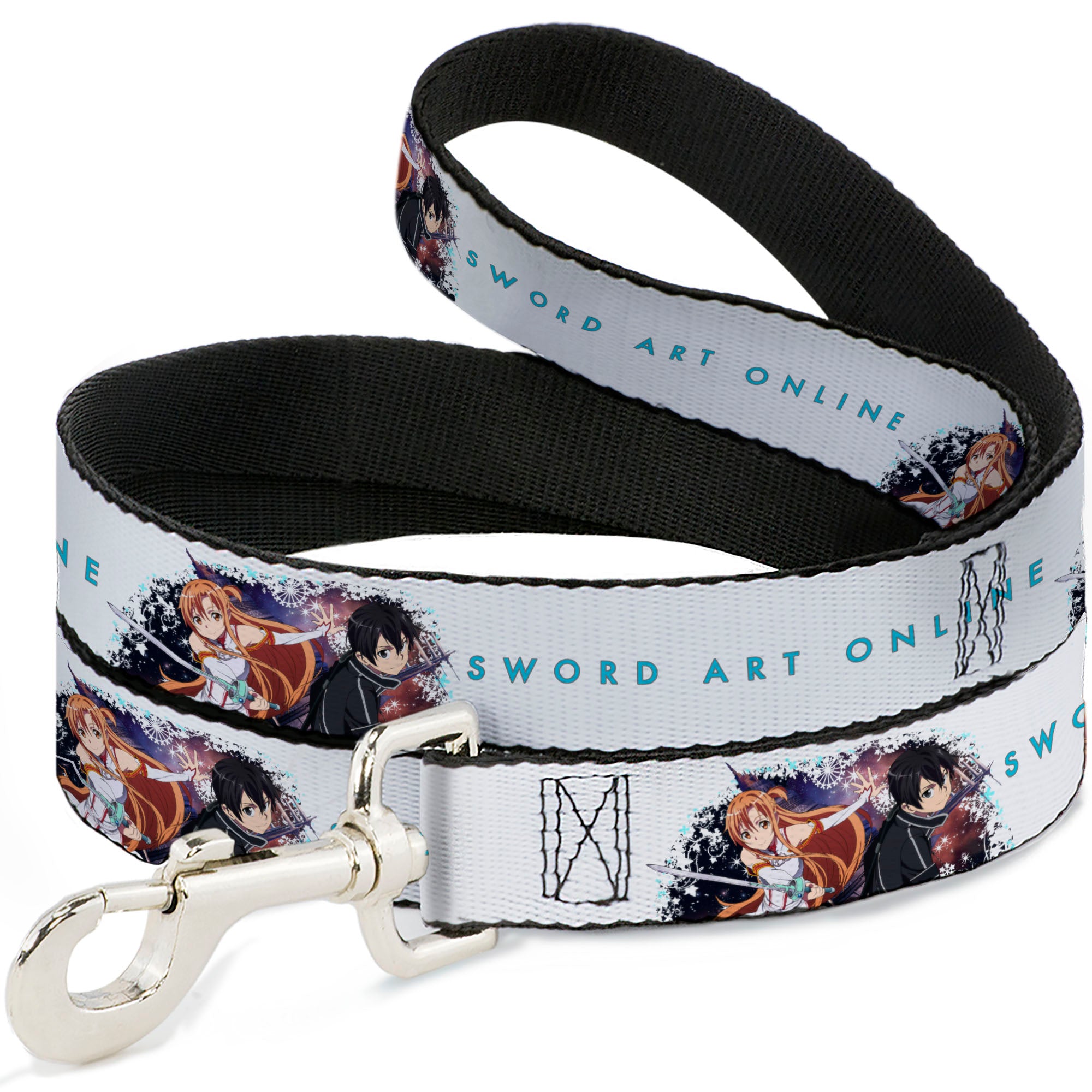 Dog Leash - SWORD ART ONLINE Asuna and Kirito Action Pose and Title Logo White Dog Leashes Sword Art Online