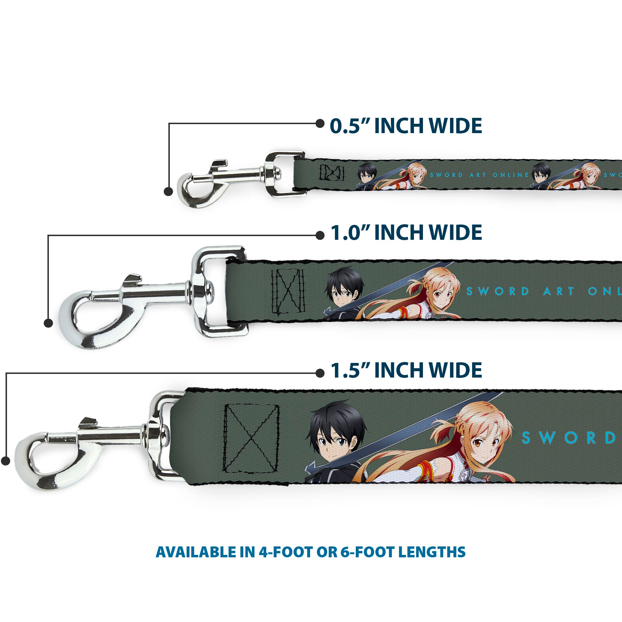 Dog Leash - SWORD ART ONLINE Kirito and Asuna Pose and Title Logo Gray Dog Leashes Sword Art Online