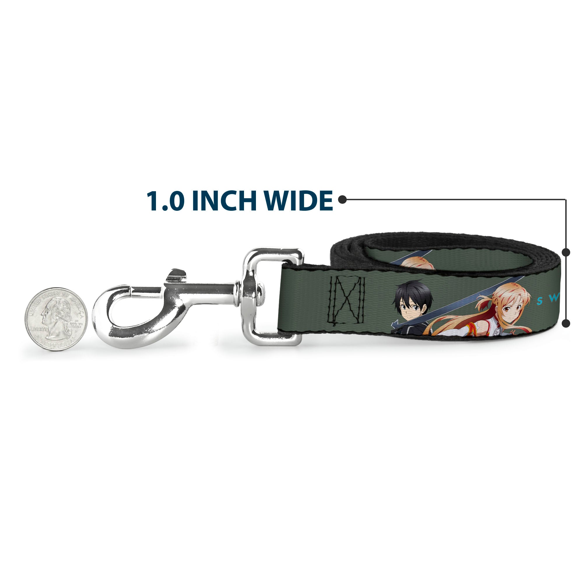 Dog Leash - SWORD ART ONLINE Kirito and Asuna Pose and Title Logo Gray Dog Leashes Sword Art Online