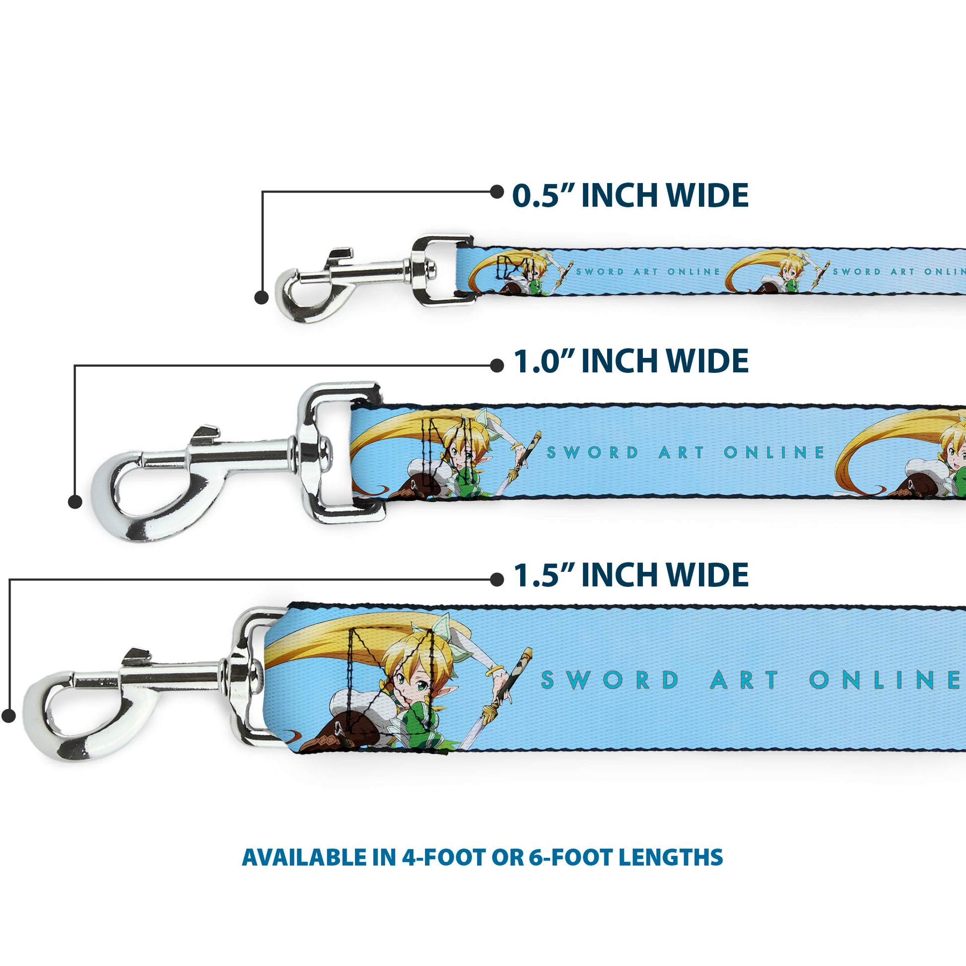Dog Leash - SWORD ART ONLINE Leafa Joyeuse Pose and Title Logo Light Blue Dog Leashes Sword Art Online