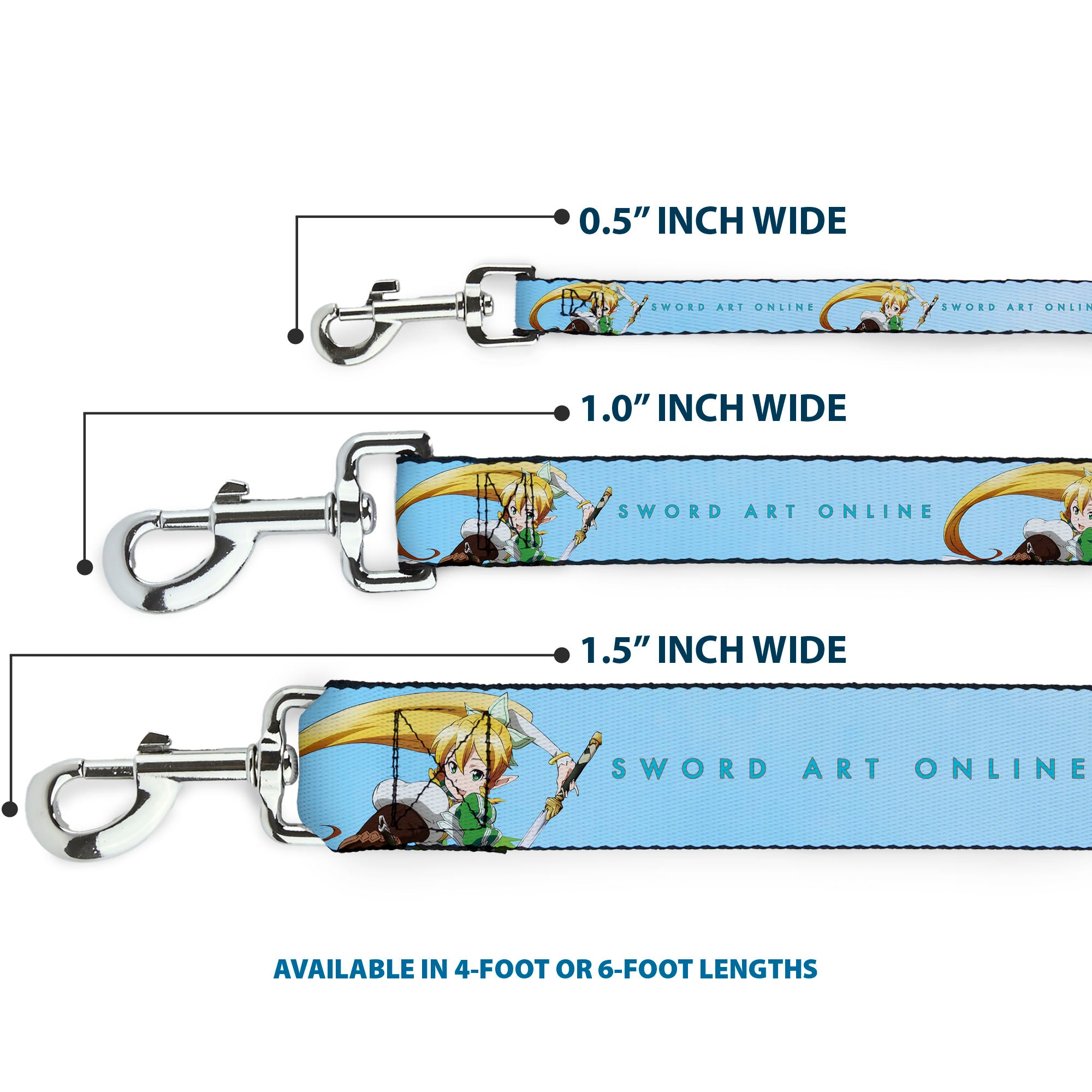 Dog Leash - SWORD ART ONLINE Leafa Joyeuse Pose and Title Logo Light Blue Dog Leashes Sword Art Online