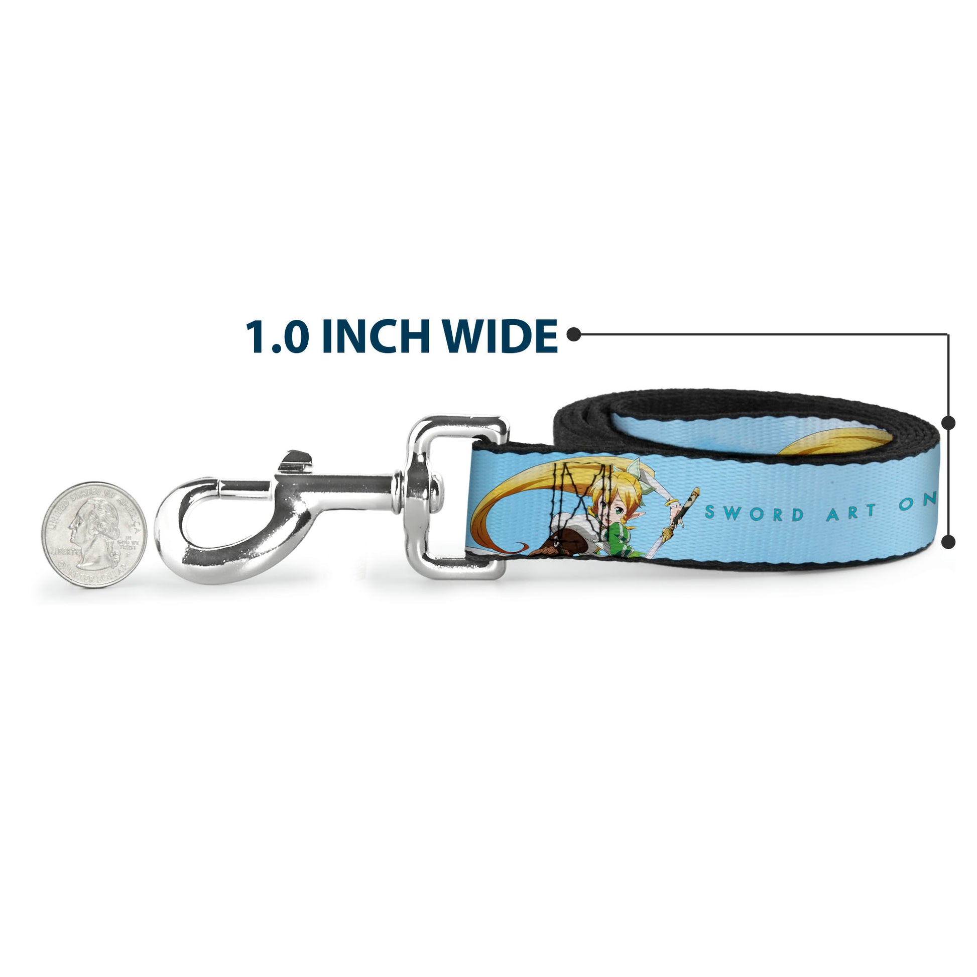 Dog Leash - SWORD ART ONLINE Leafa Joyeuse Pose and Title Logo Light Blue Dog Leashes Sword Art Online