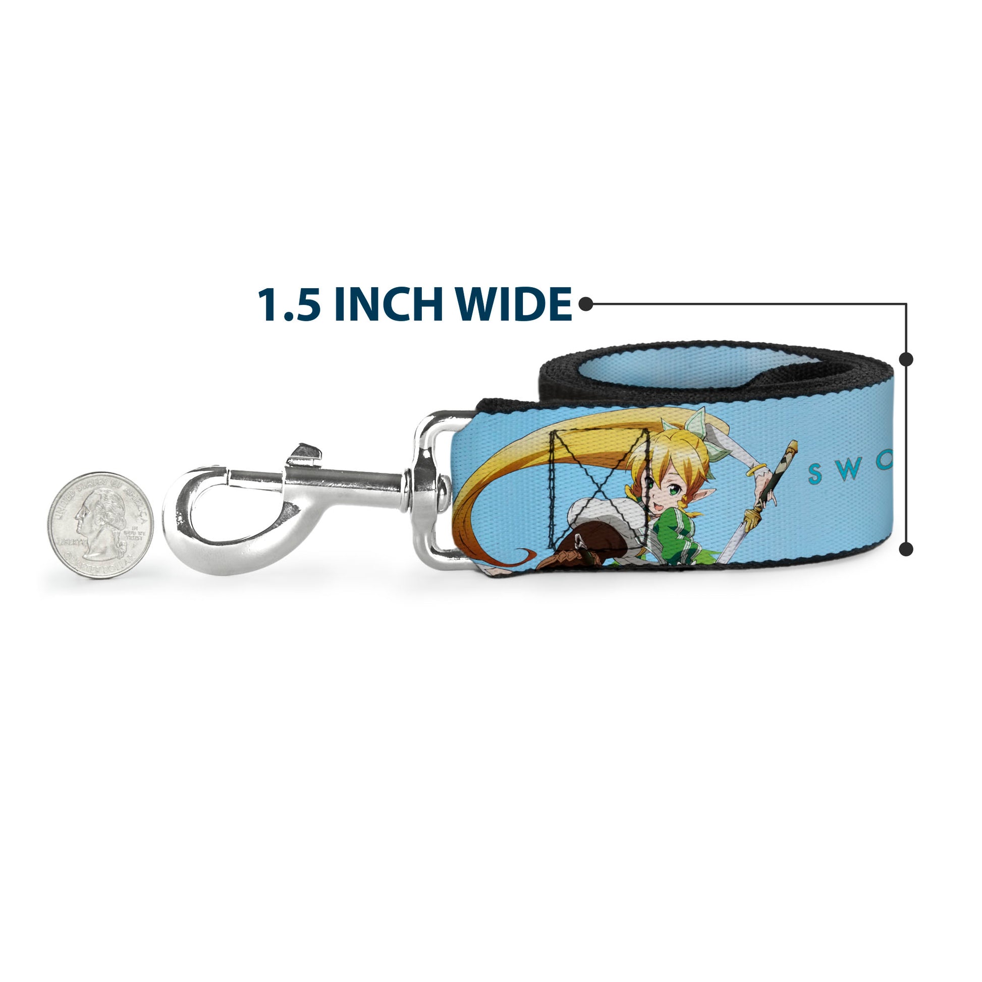 Dog Leash - SWORD ART ONLINE Leafa Joyeuse Pose and Title Logo Light Blue Dog Leashes Sword Art Online