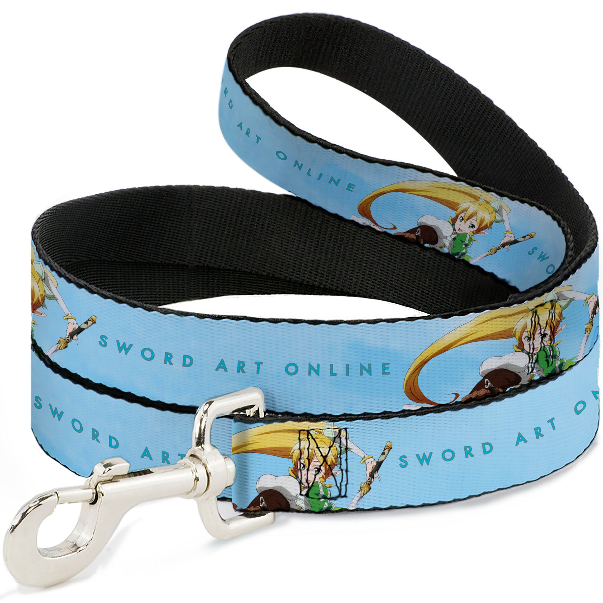 Dog Leash - SWORD ART ONLINE Leafa Joyeuse Pose and Title Logo Light Blue Dog Leashes Sword Art Online